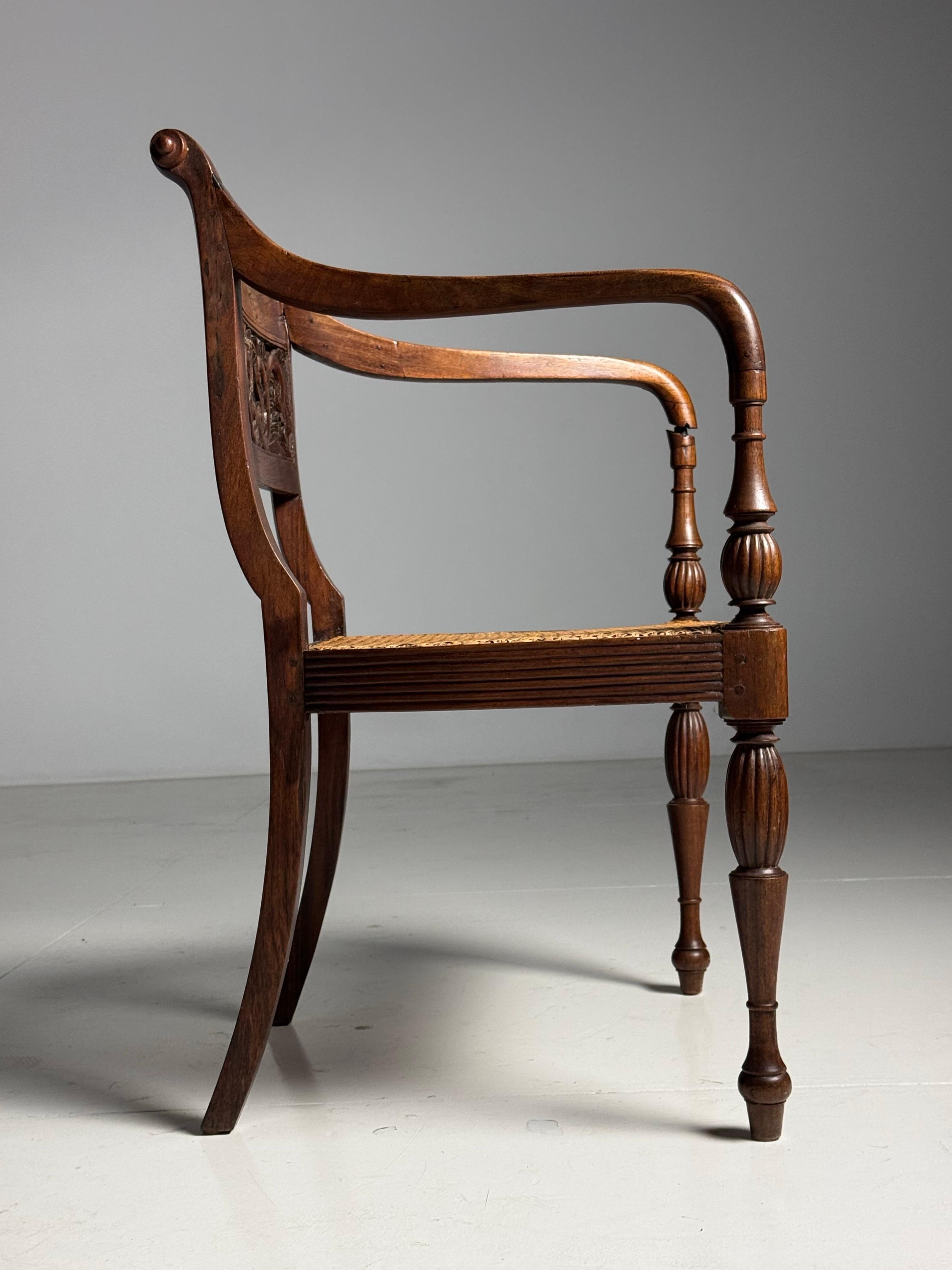 Pair of 2 19th Century Colonial Armchairs For Sale 1