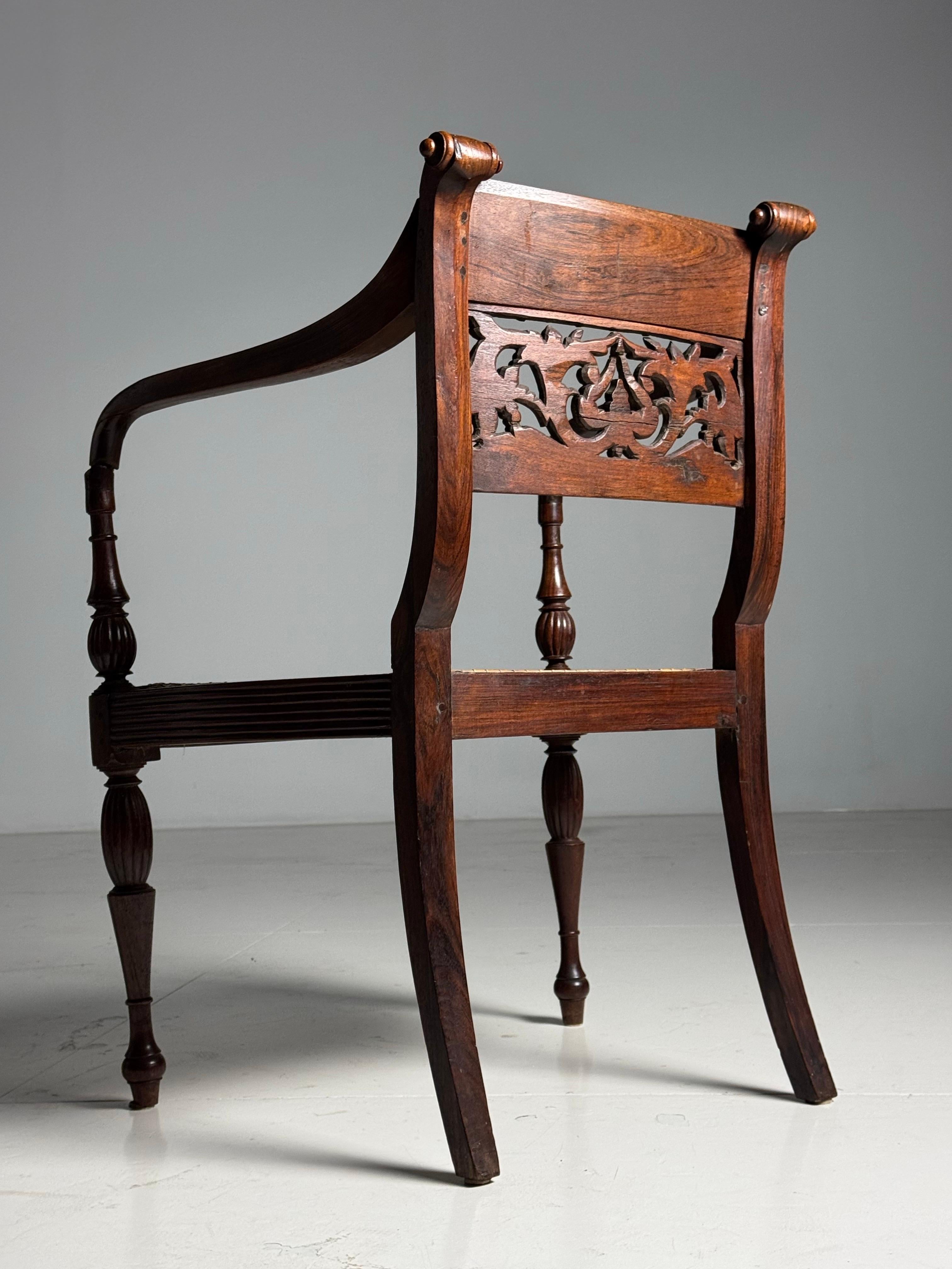 Pair of 2 19th Century Colonial Armchairs For Sale 2