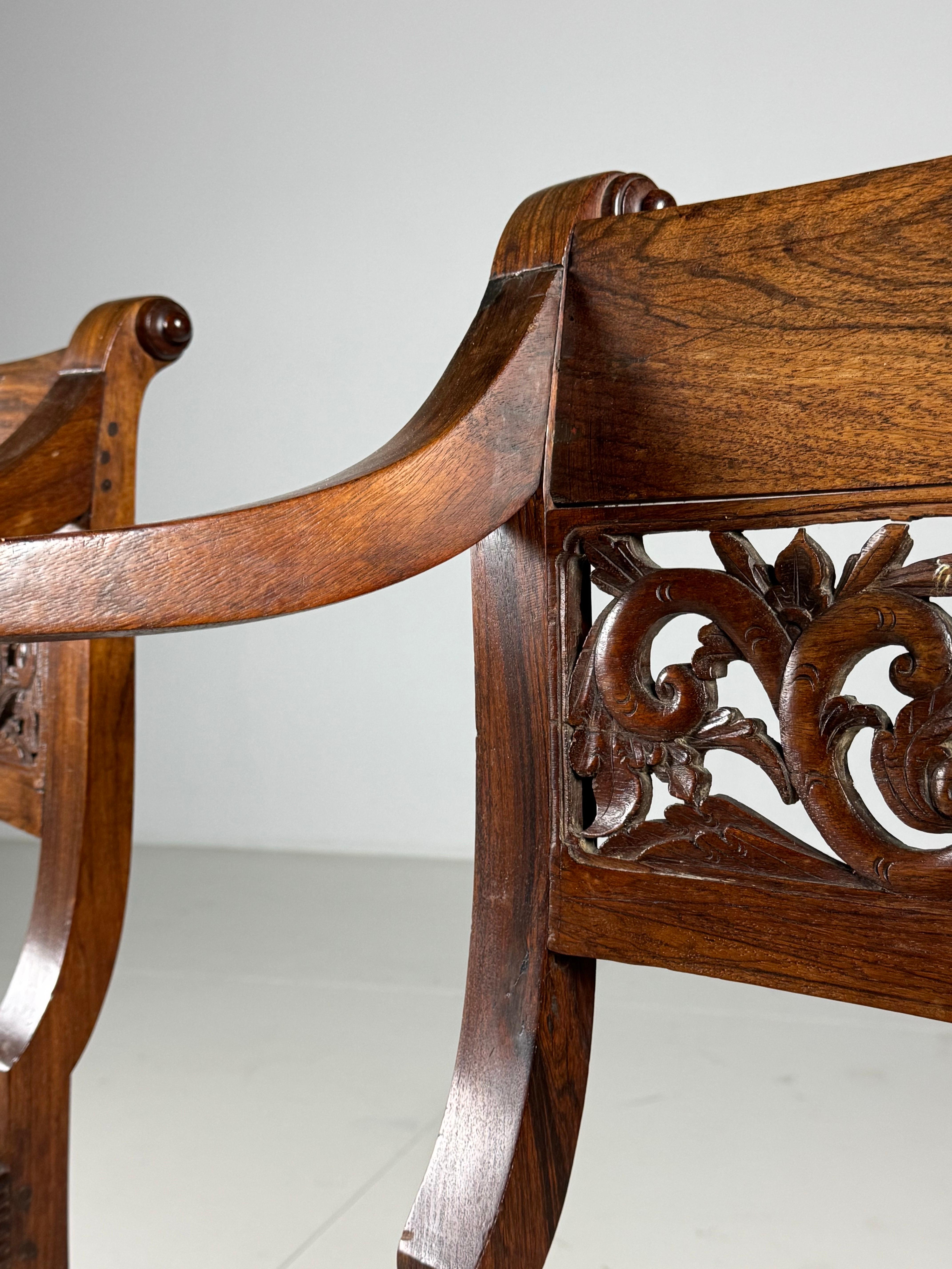 Pair of 2 19th Century Colonial Armchairs For Sale 3