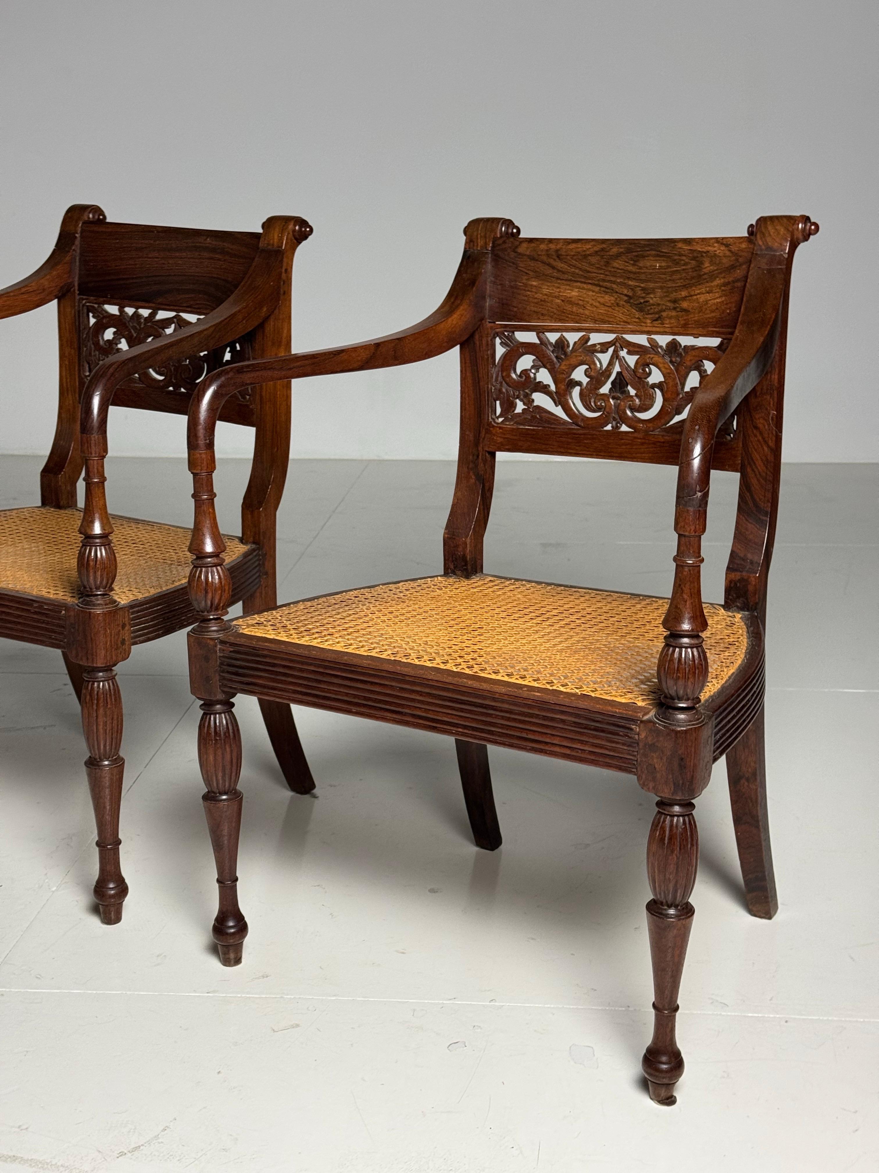 Pair of 2 19th Century Colonial Armchairs For Sale 4