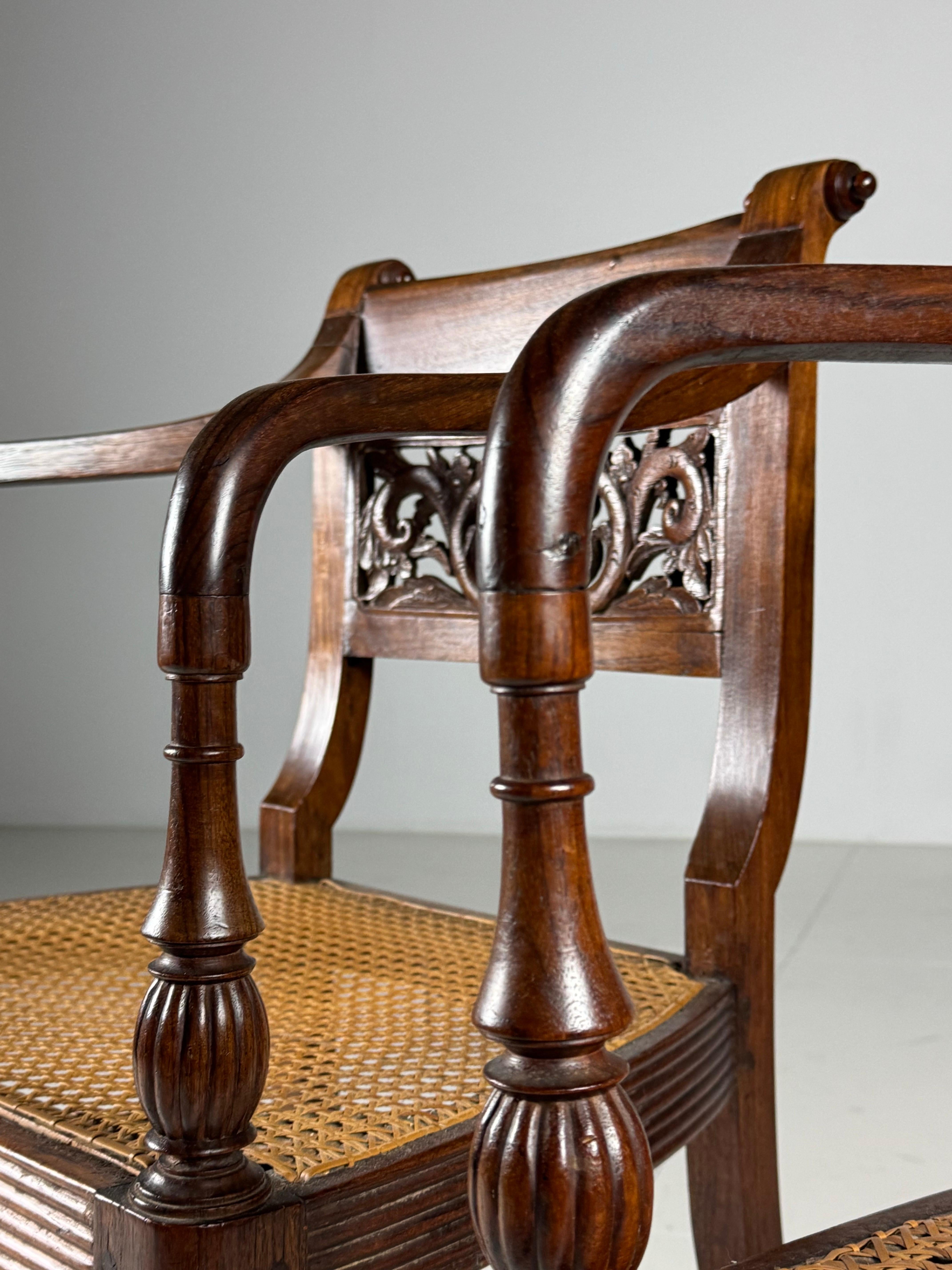 Pair of 2 19th Century Colonial Armchairs For Sale 5