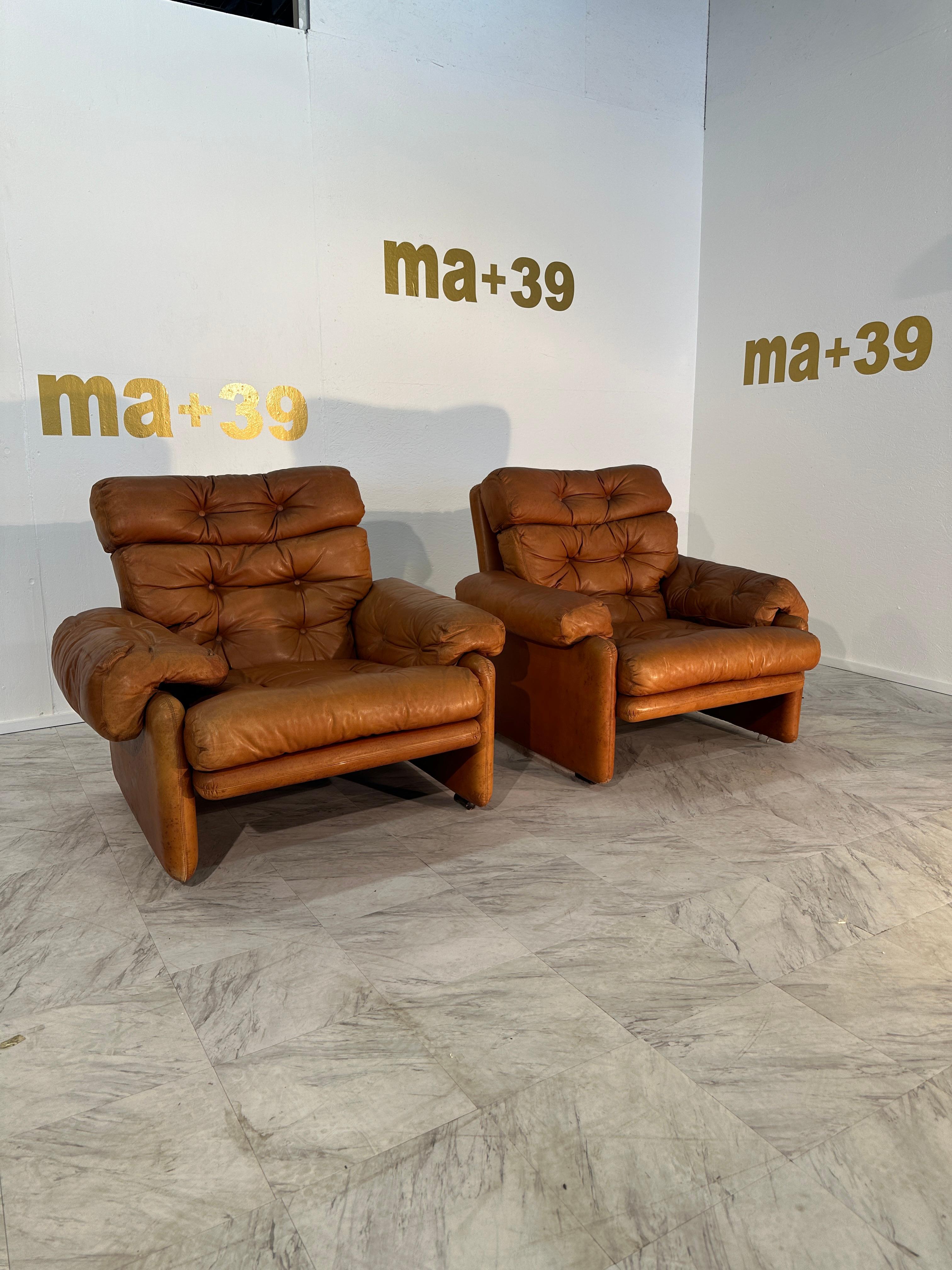 Mid-Century Modern Pair of 2 Afra & Tobia Scarpa Coronado Chairs for C&B Italia 1960s For Sale