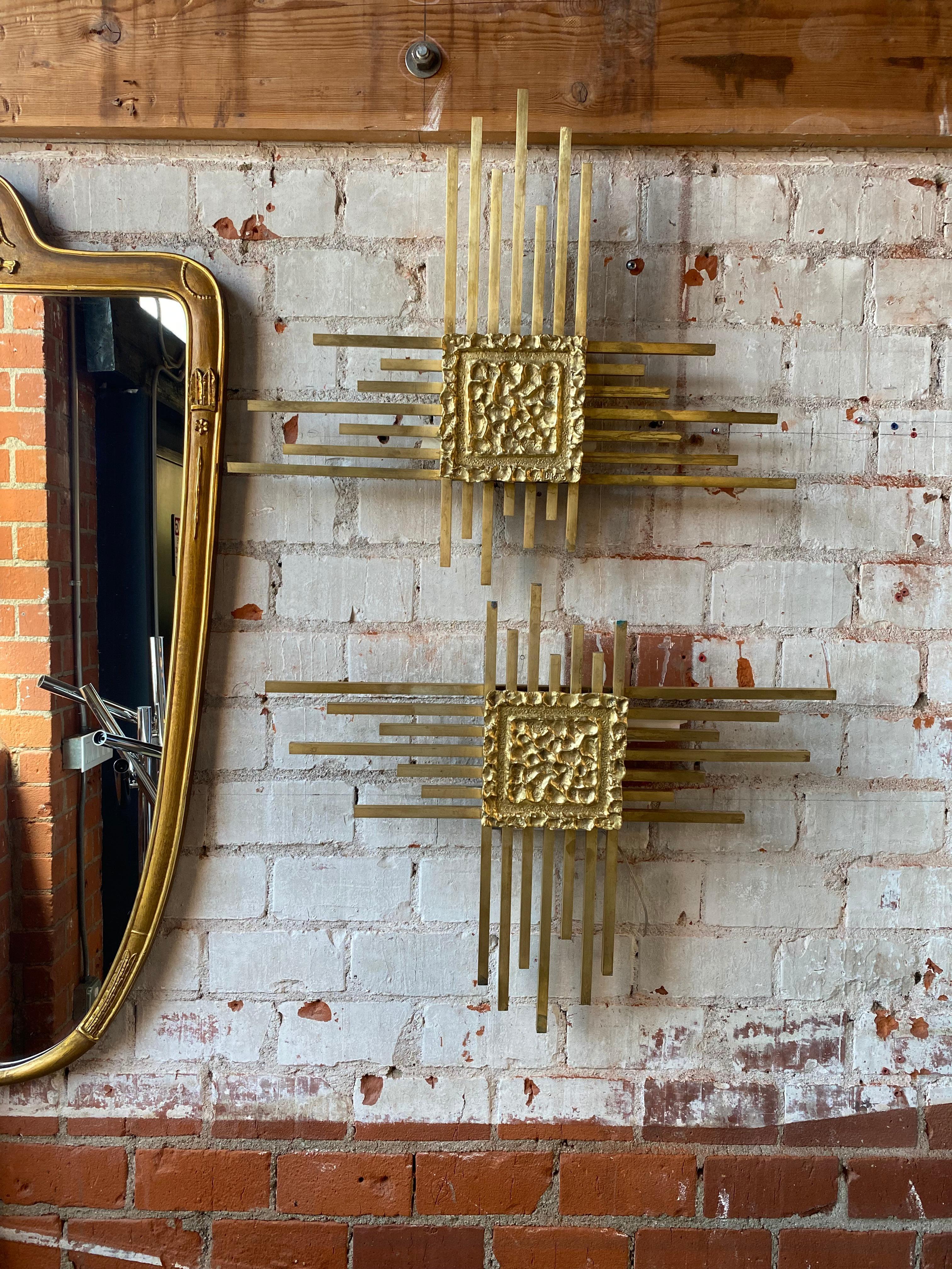 Pair Of 2 Angelo Brotto Brass Sconces 1970s For Sale 2