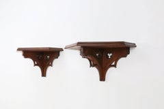 Pair of 2 Antique carved oak Church Wall Consoles, France ca. 1850