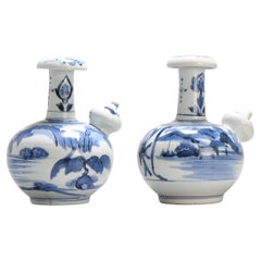 Paar von 2 antiken japanischen Ming-Stil Porzellan Ghendis Arita Kraak, ca. 1670