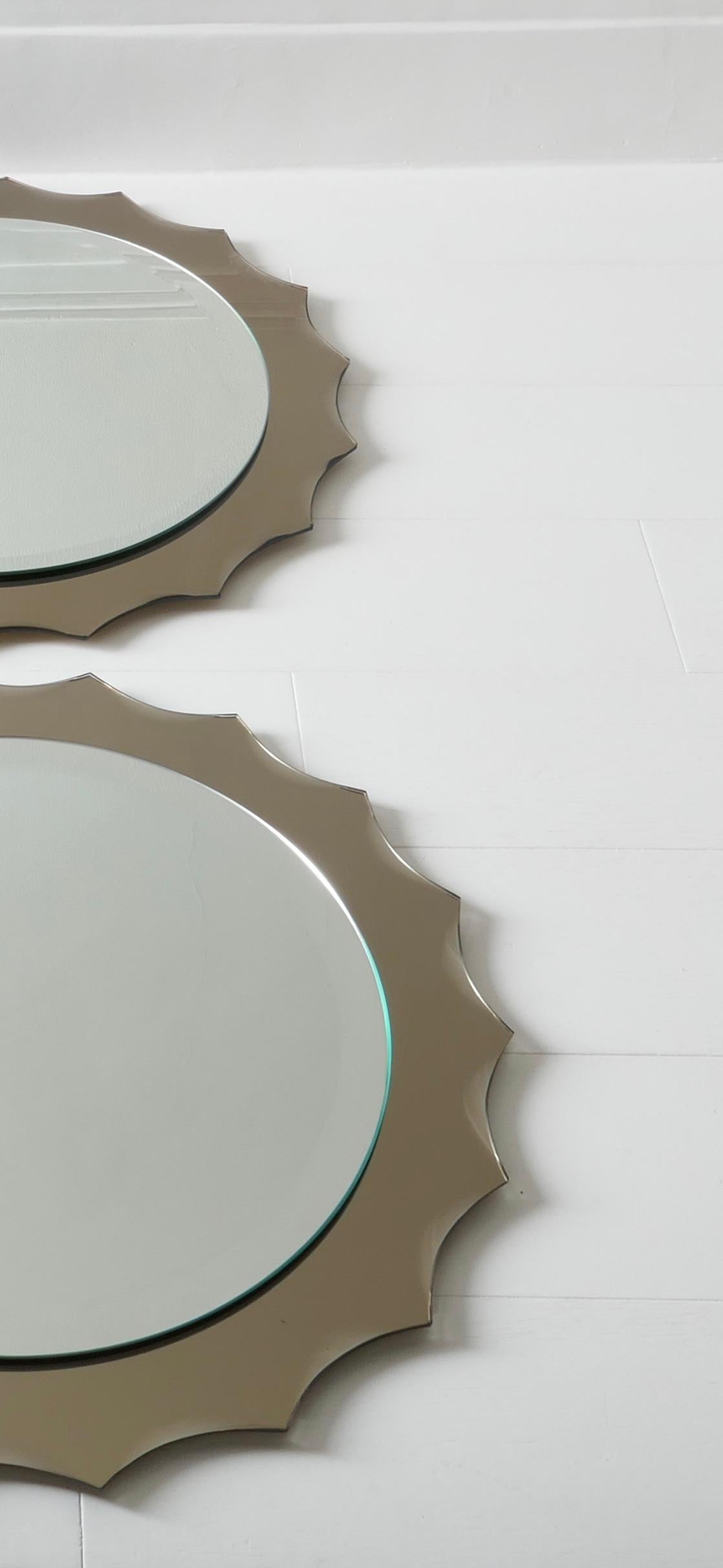 Mid-Century Modern Pair of 2 Antonio Lupi Mid-Century Italian Sun Shaped Mirrors, 1960s