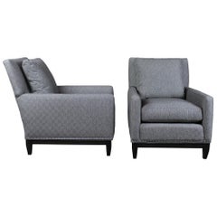 Pair of 2 Arhaus Camden Collection Modern Club Lounge Armchairs Grey Nailhead