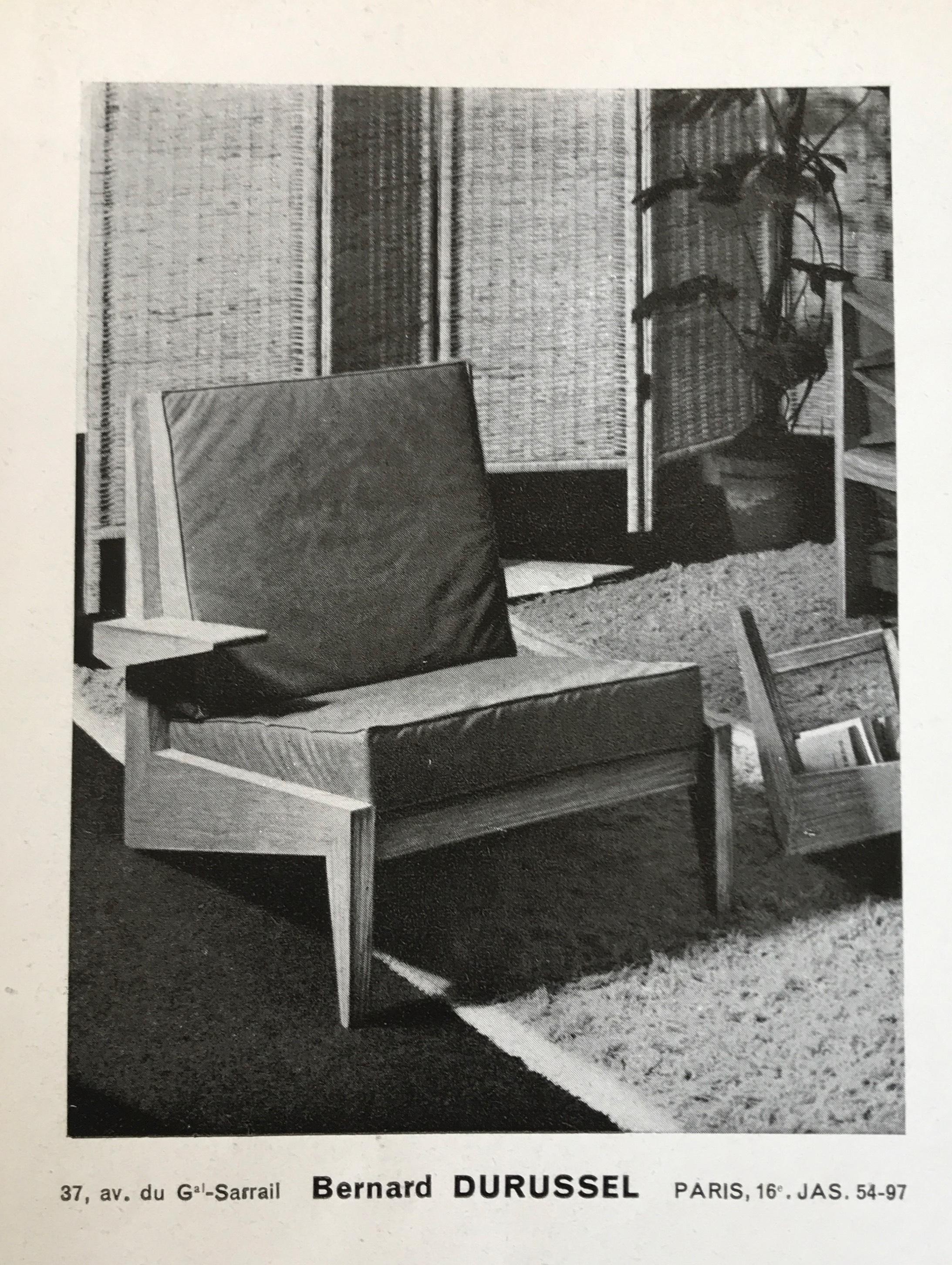 Pareja de 2 sillones de Bernard Durussel, Francia, 1948 - Tela a elegir mediados del siglo XX en venta