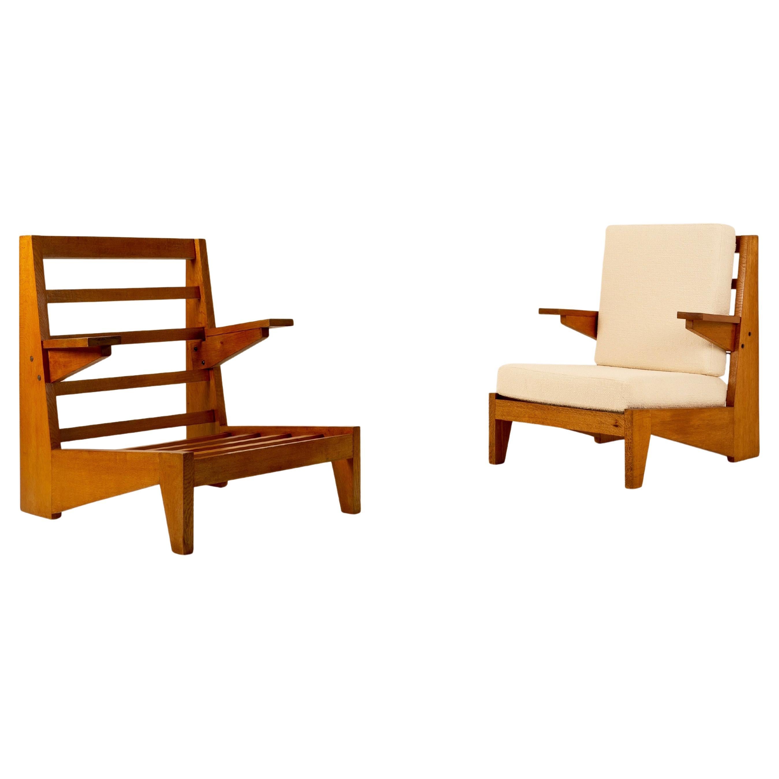 Pareja de 2 sillones de Bernard Durussel, Francia, 1948 - Tela a elegir en venta