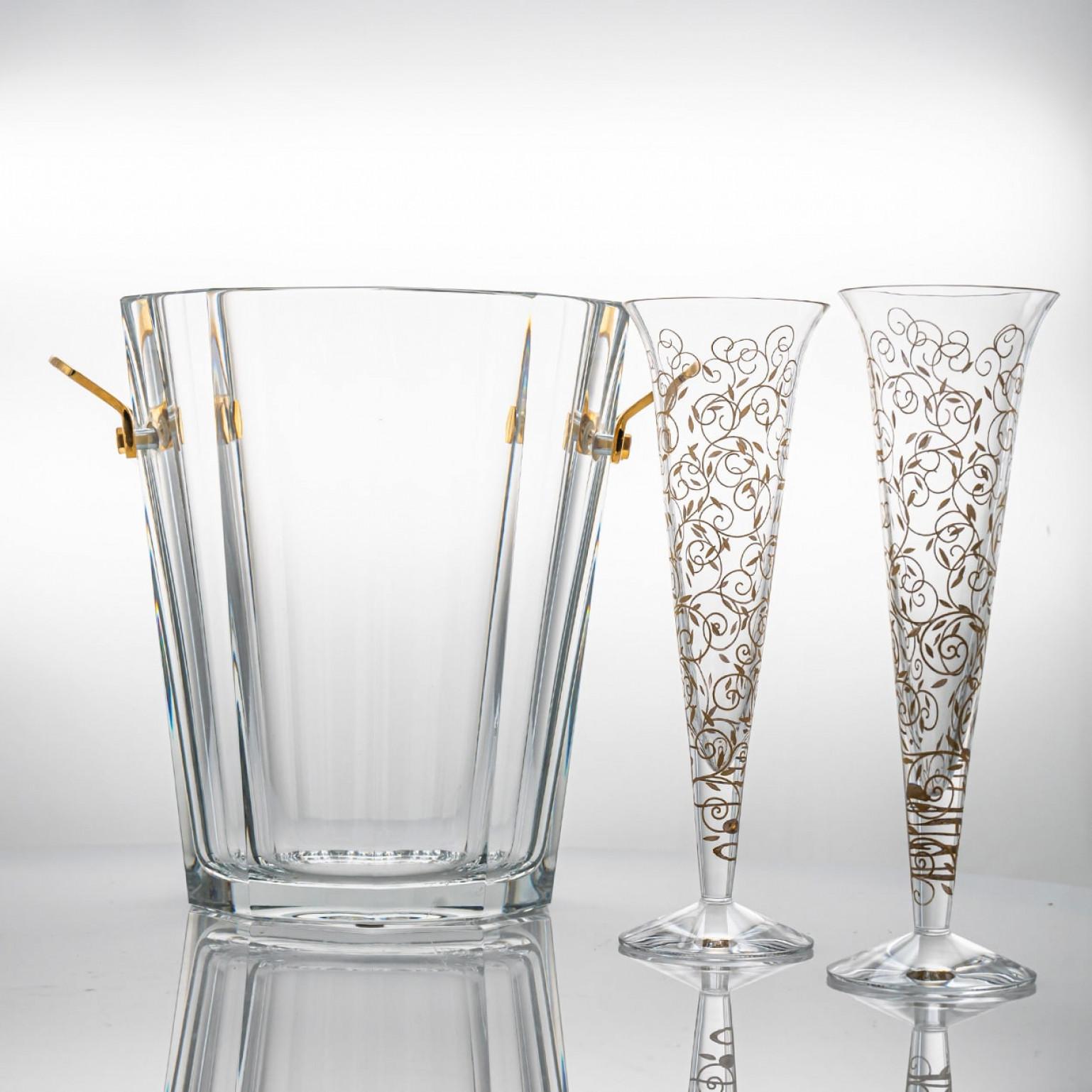 Pair of 2 Baccarat Crystal Glasses with Wine Cooler, France For Sale 3