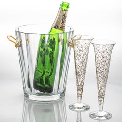 Pair of 2 Baccarat Crystal Glasses with Wine Cooler, France