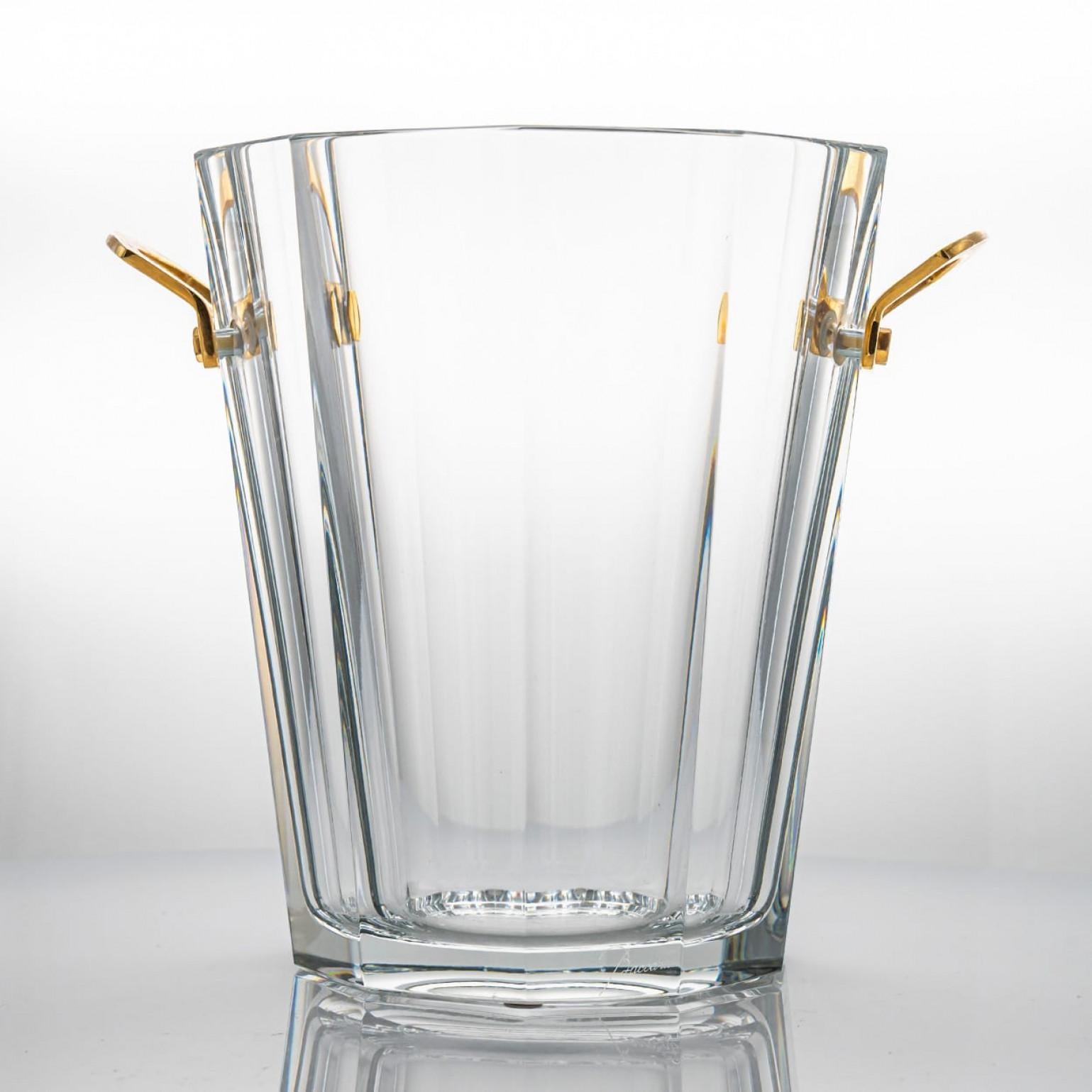 Late 20th Century Pair of 2 Baccarat Crystal Glasses with Wine Cooler, France For Sale