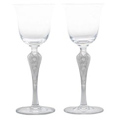 Pair of 2 Baccarat Crystal Wine Glasses, France