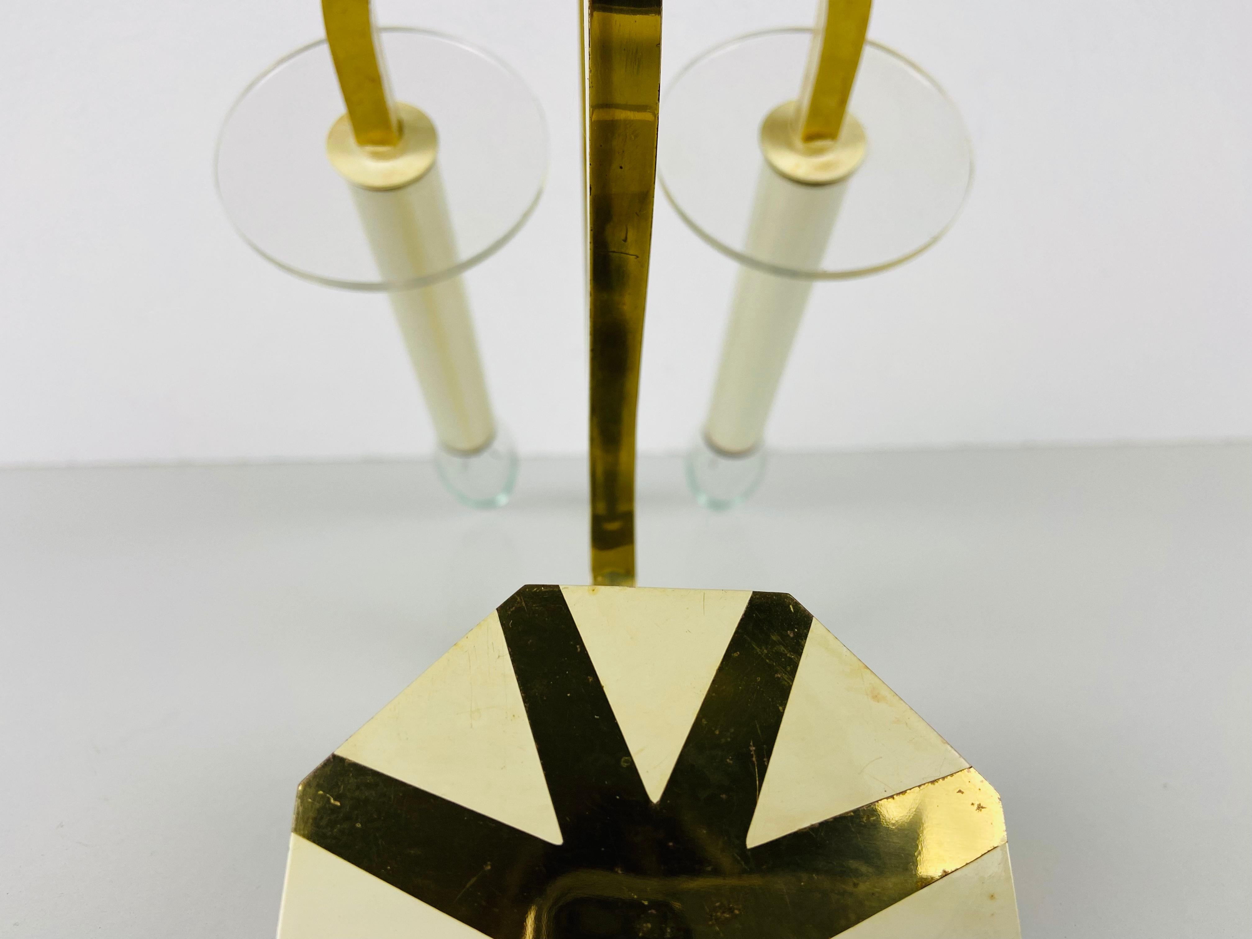 Pair of 2 Brass and Glass Sconces, 1960s, Germany For Sale 2