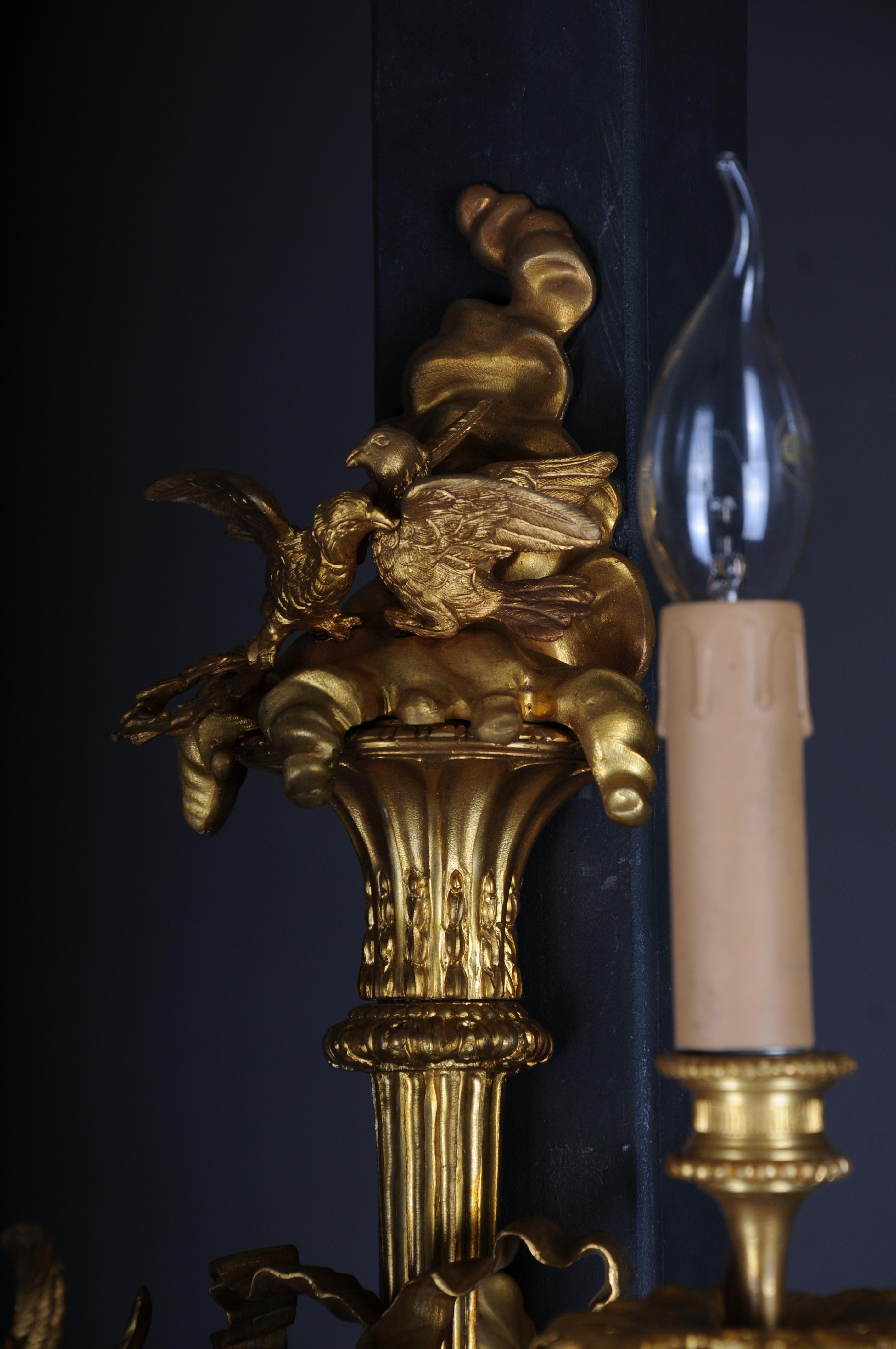 Pair of (2) bronze magnificent sconces, gilded in Louis XV For Sale 5