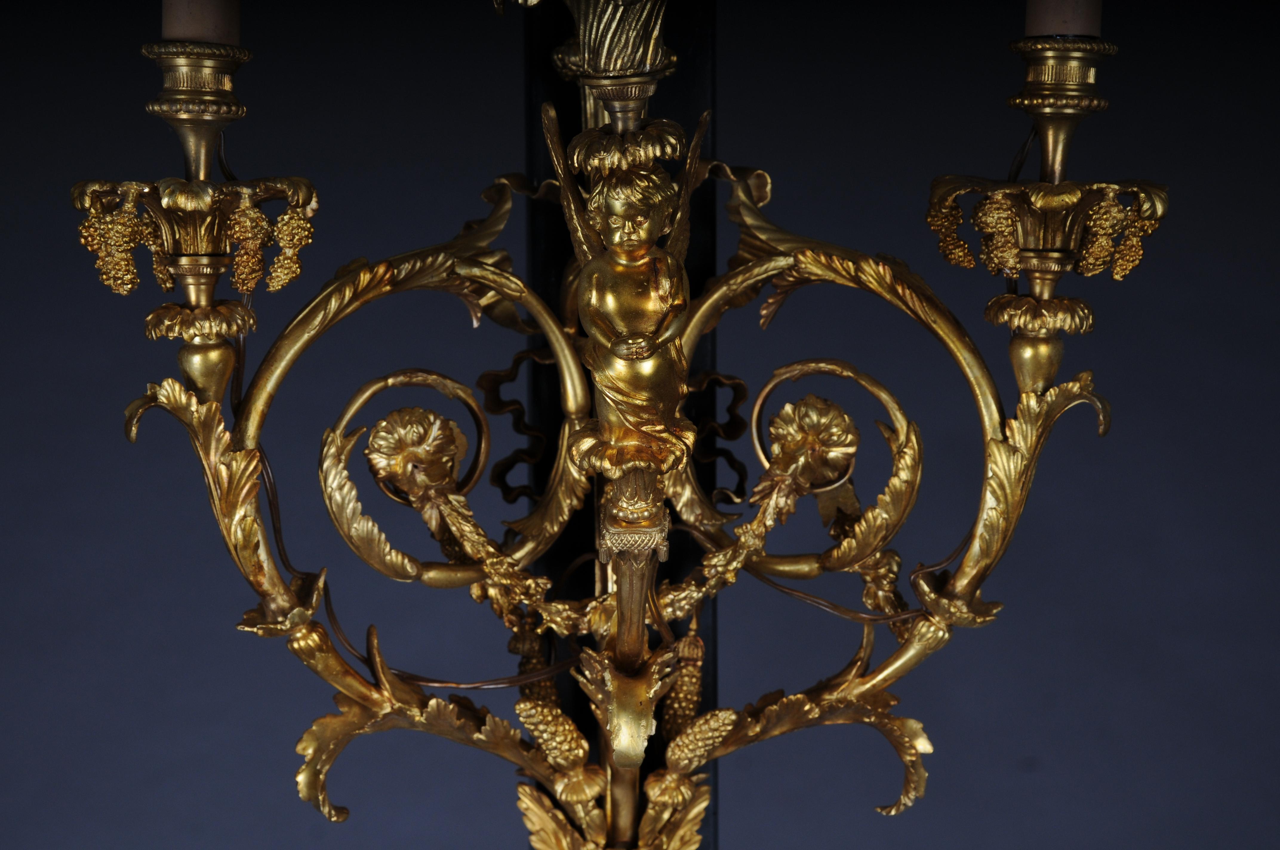 Gilt Pair of (2) bronze magnificent sconces, gilded in Louis XV For Sale