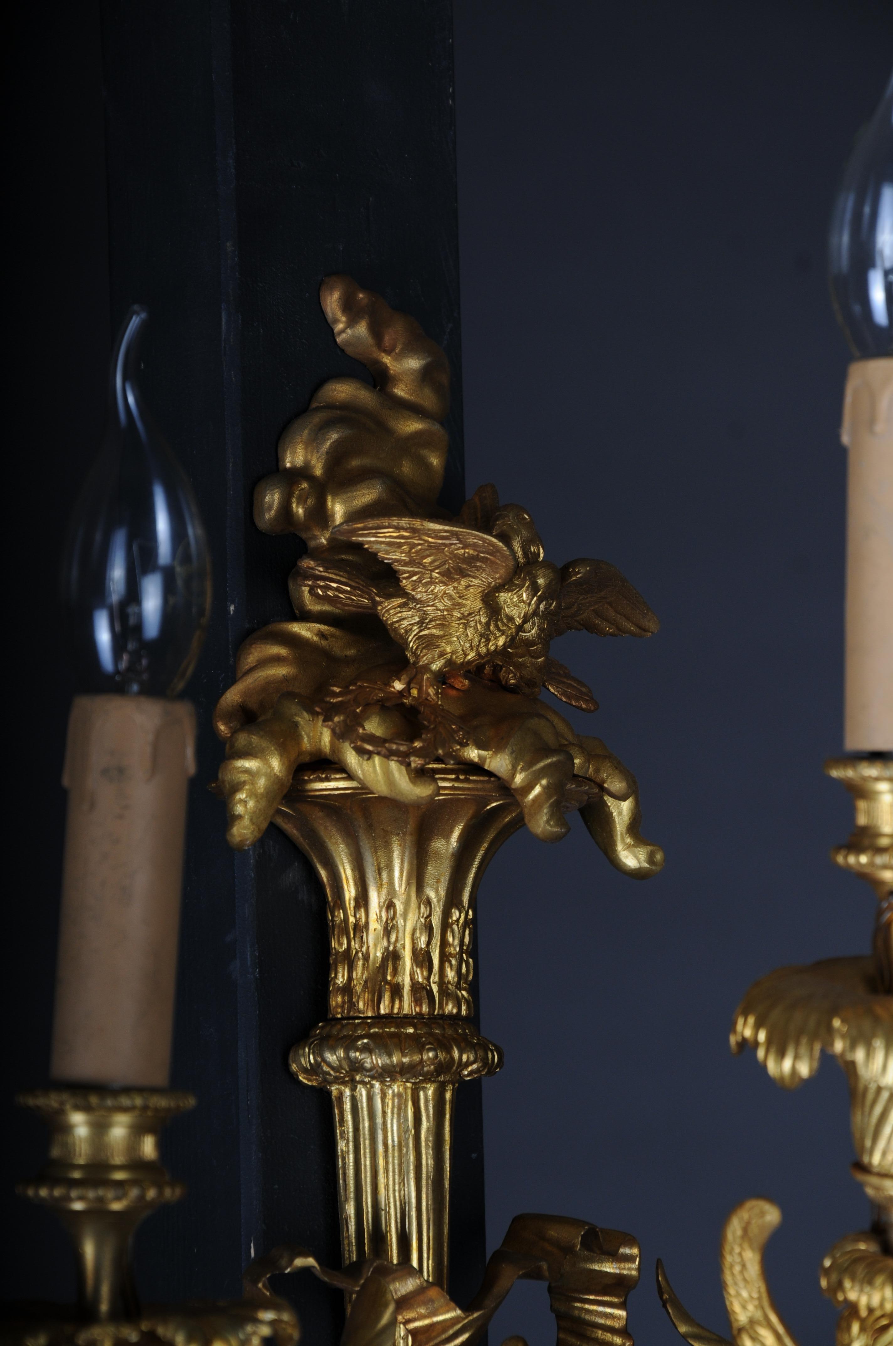 Pair of (2) bronze magnificent sconces, gilded in Louis XV For Sale 2