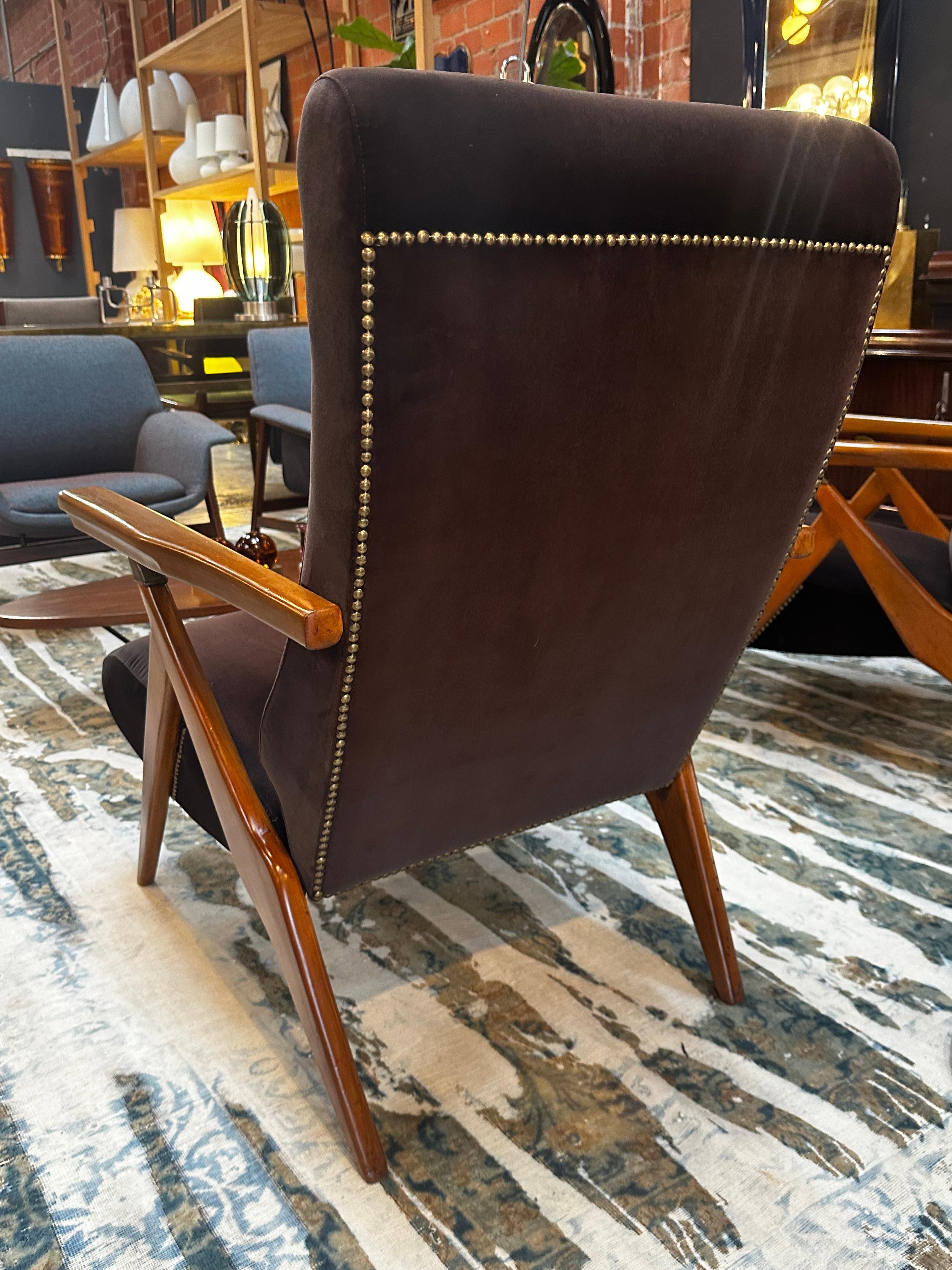Pair of 2 Carlo Mollino for Antonio Gorgone Armchairs, 1950s In Good Condition In Los Angeles, CA