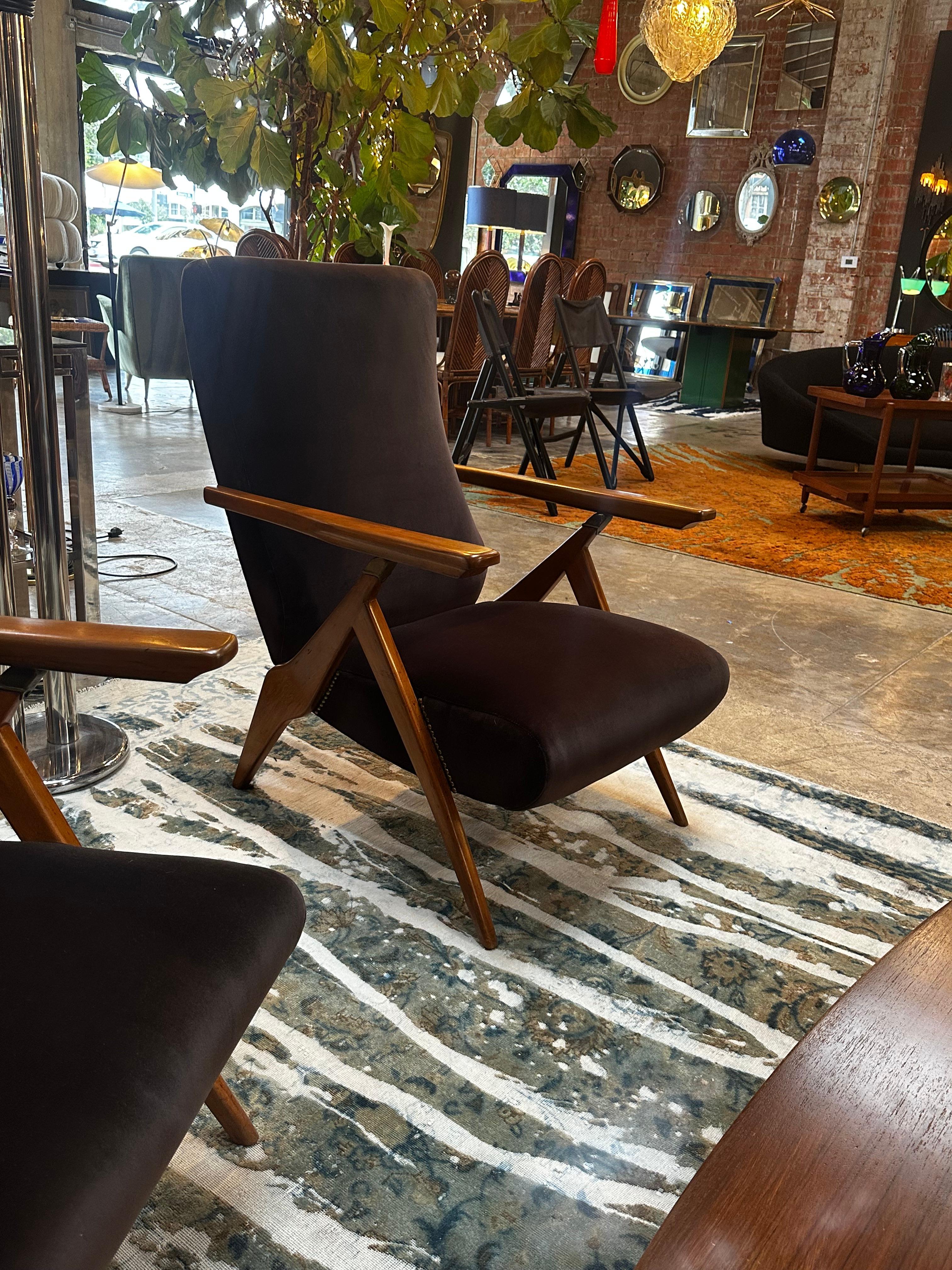 Pair of 2 Carlo Mollino for Antonio Gorgone Armchairs, 1950s 1