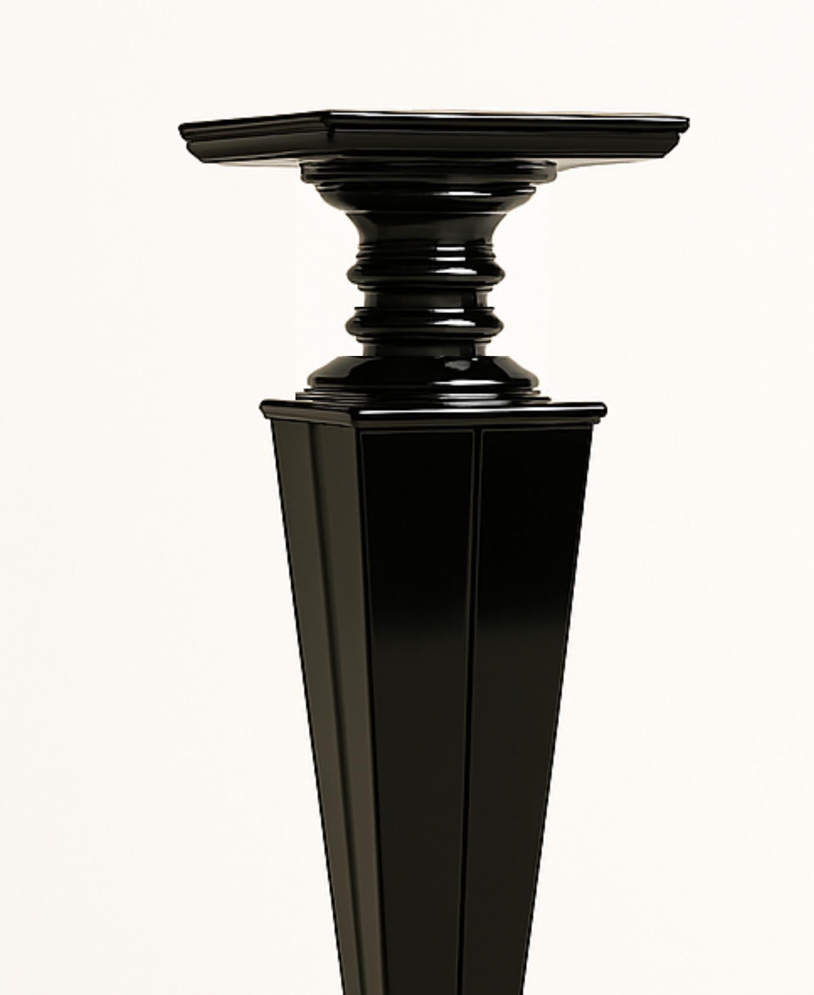 Pair Of 2 Chestnut Art Deco Black Lecquer Pedestals Columns, 20th Century For Sale 8