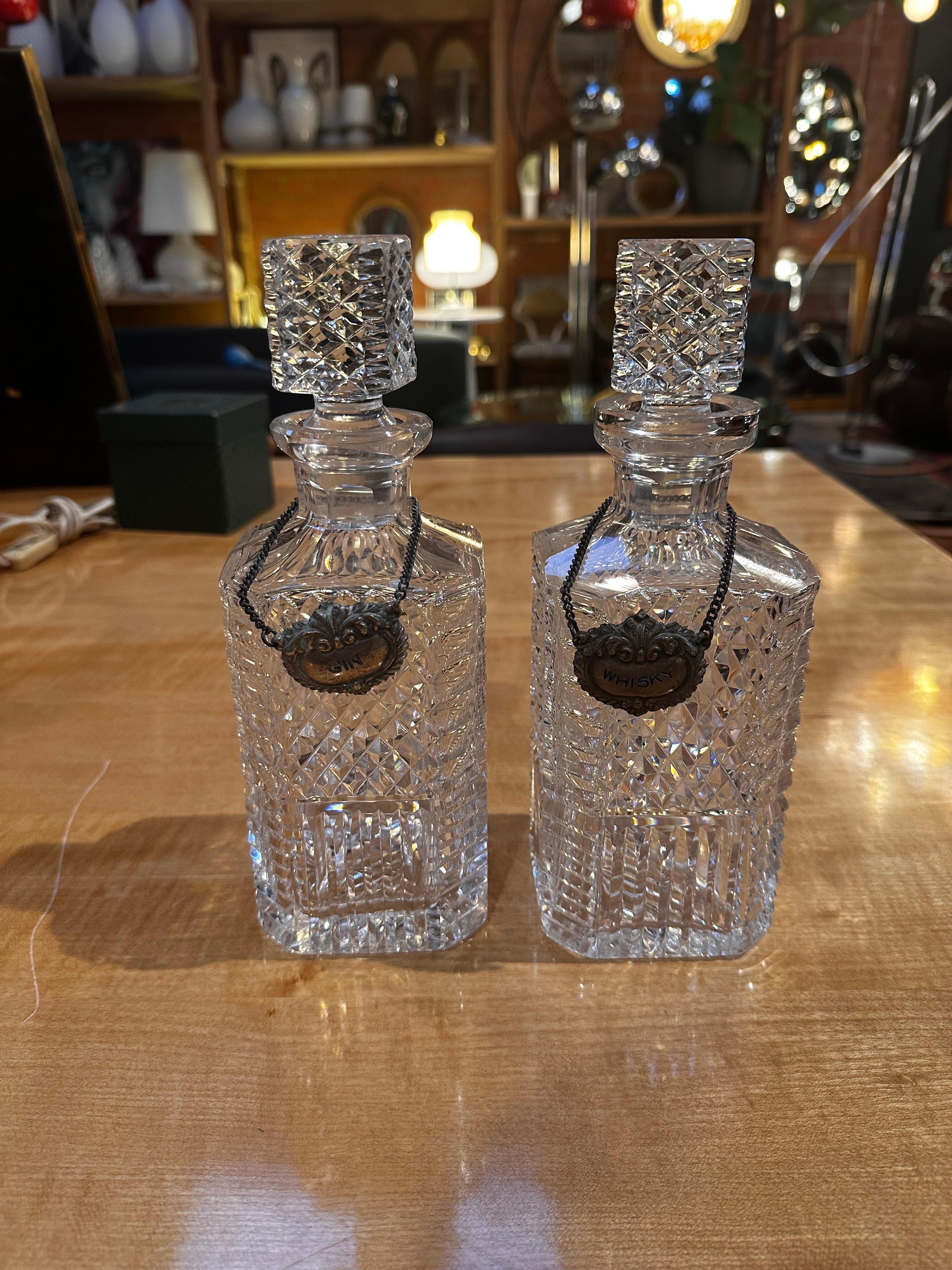 Italian Pair of 2 Crystal Decanter 1960s