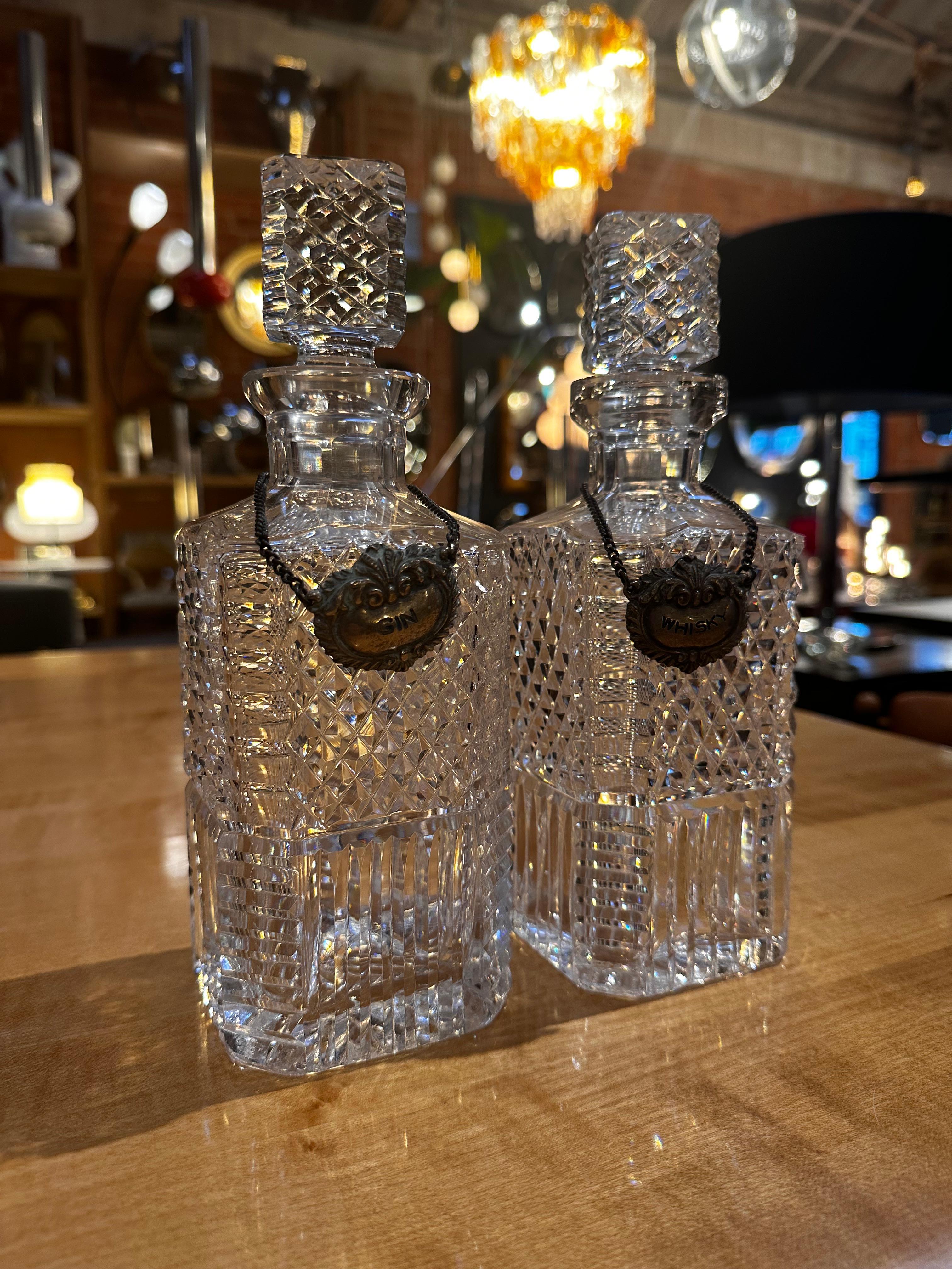 Pair of 2 Crystal Decanter 1960s 2