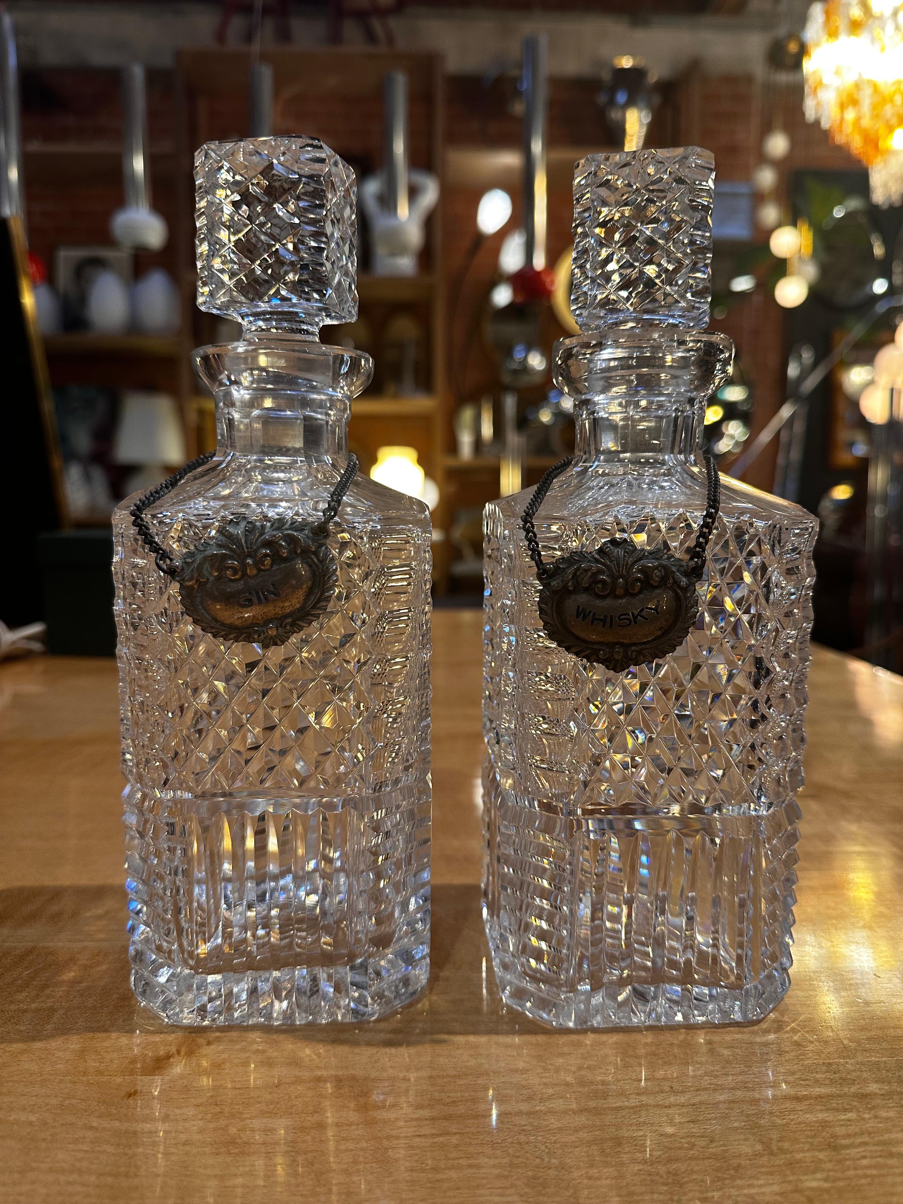 Pair of 2 Crystal Decanter 1960s 3