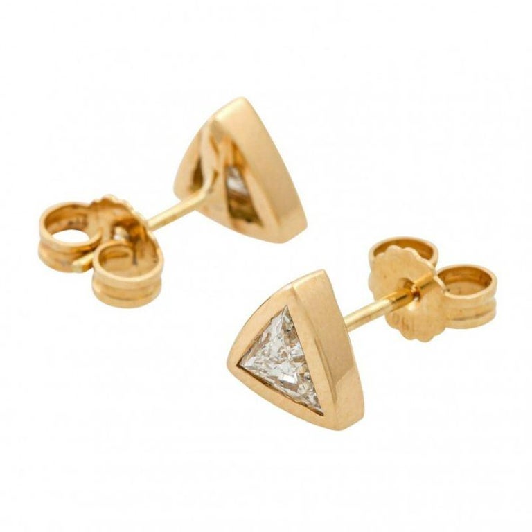 Sapphire & Trillion Diamond Stud Earrings