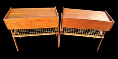 Pair of 2 Drawer Teak and Rattan Bedside Tables by Soren Rasmussen