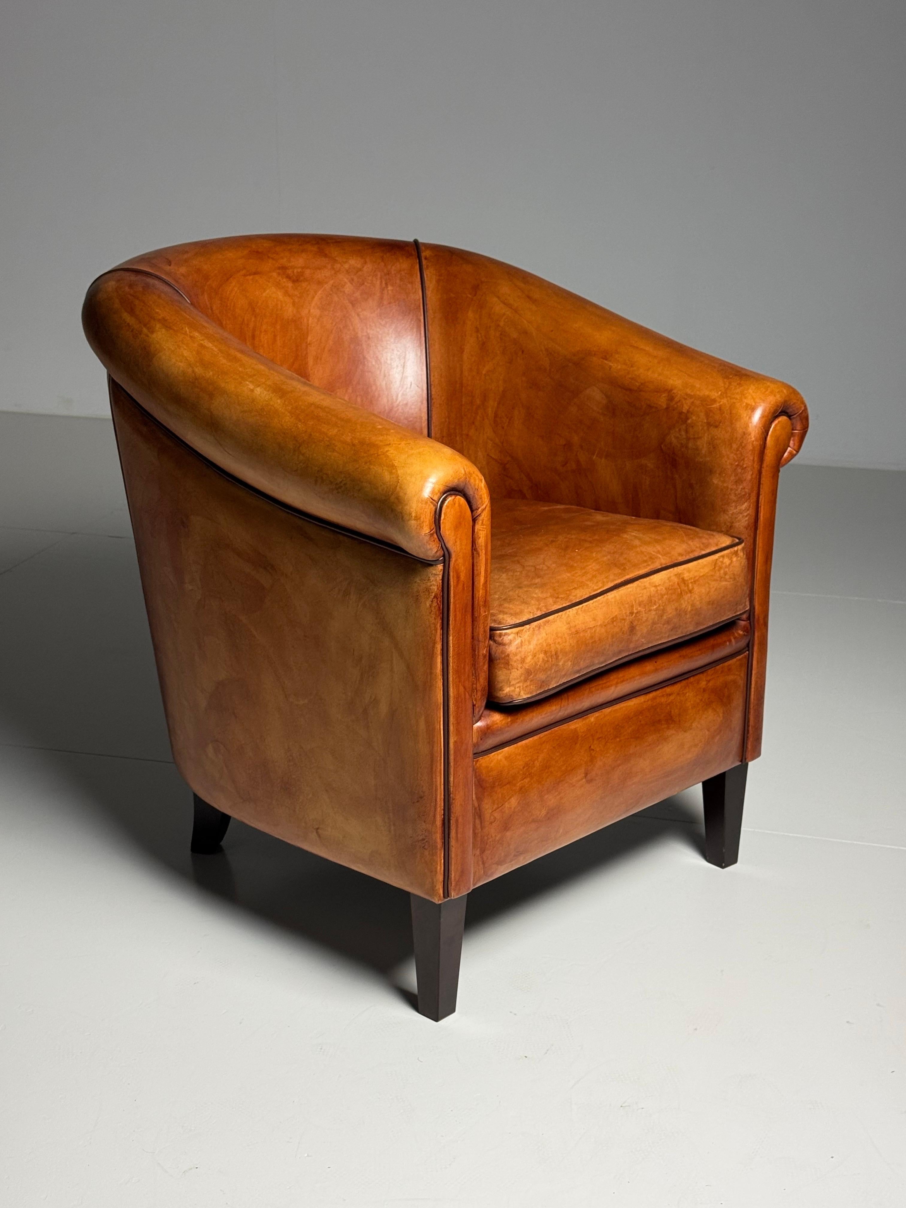 Pair of 2 Dutch Sheep’s leather clubchairs For Sale 8