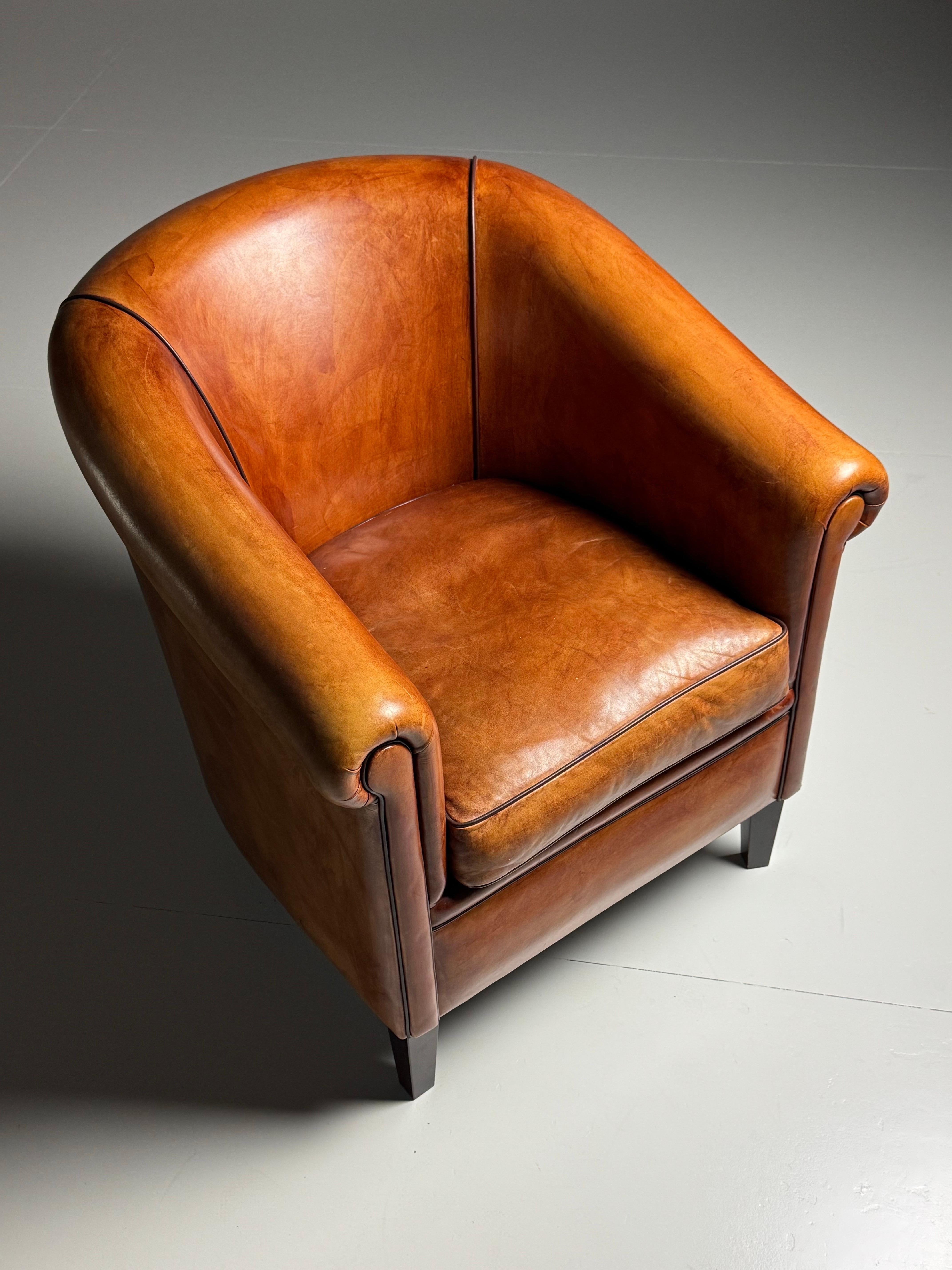 Pair of 2 Dutch Sheep’s leather clubchairs For Sale 9