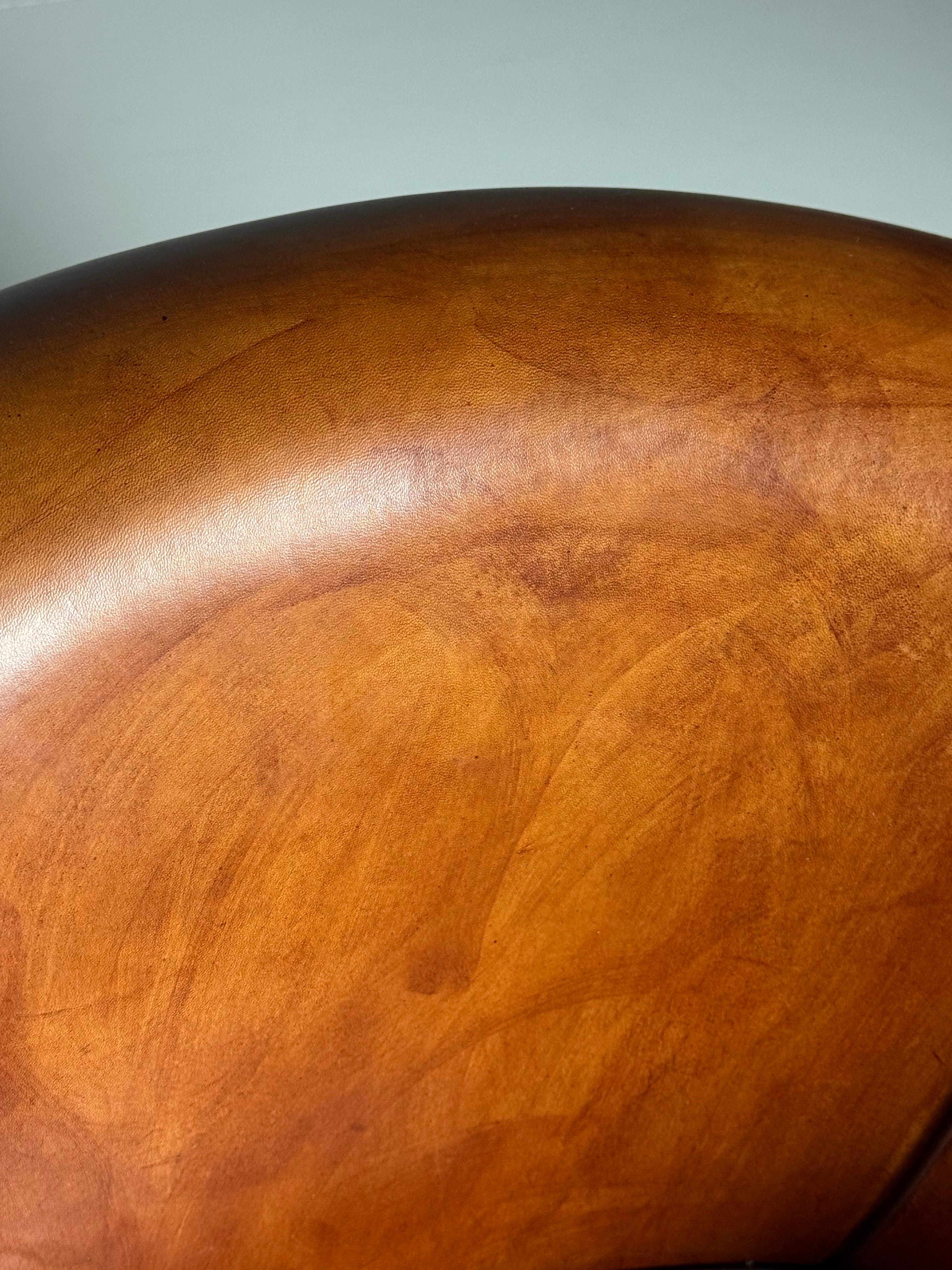 Pair of 2 Dutch Sheep’s leather clubchairs For Sale 10