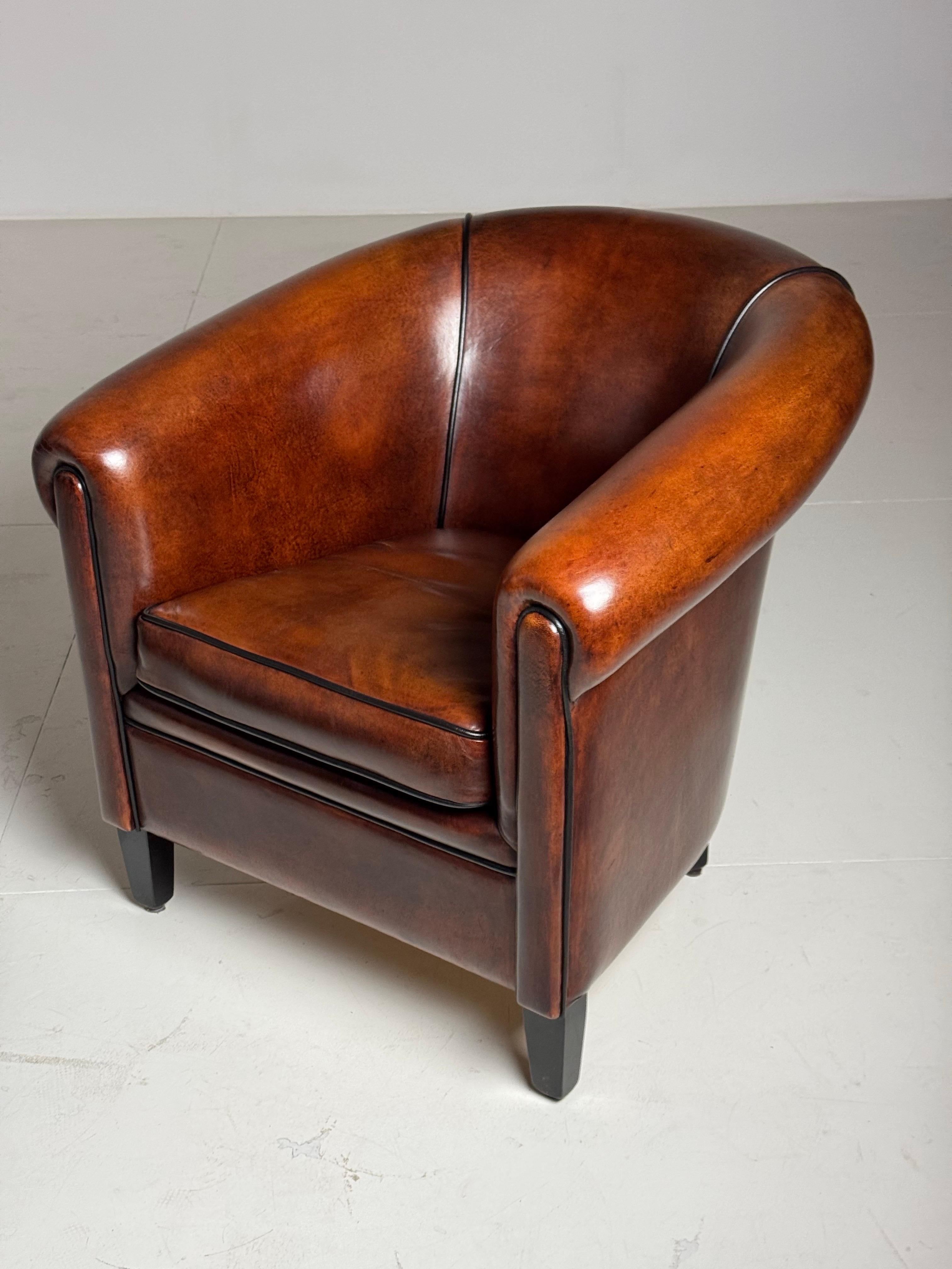 Paire de 2 fauteuils club hollandais en peau de mouton en vente 8