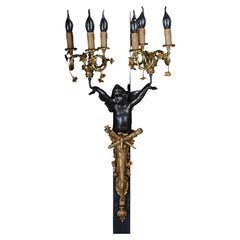 Paar (2) Empire-Bronze-Putto-Leuchter, vergoldet