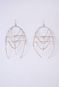 Pair Of 2 Fagua 55 Earrings in Gold-Plated Bronze Wire by Syene Bernal Luna