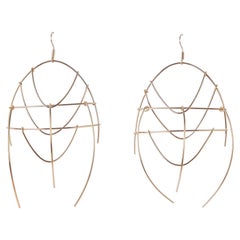 Pair Of 2 Fagua 55 Earrings in Gold-Plated Bronze Wire by Syene Bernal Luna