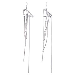 Pair Of 2 Fagua 88 Earrings in Bronze & Steel Wire by Syene Bernal Luna