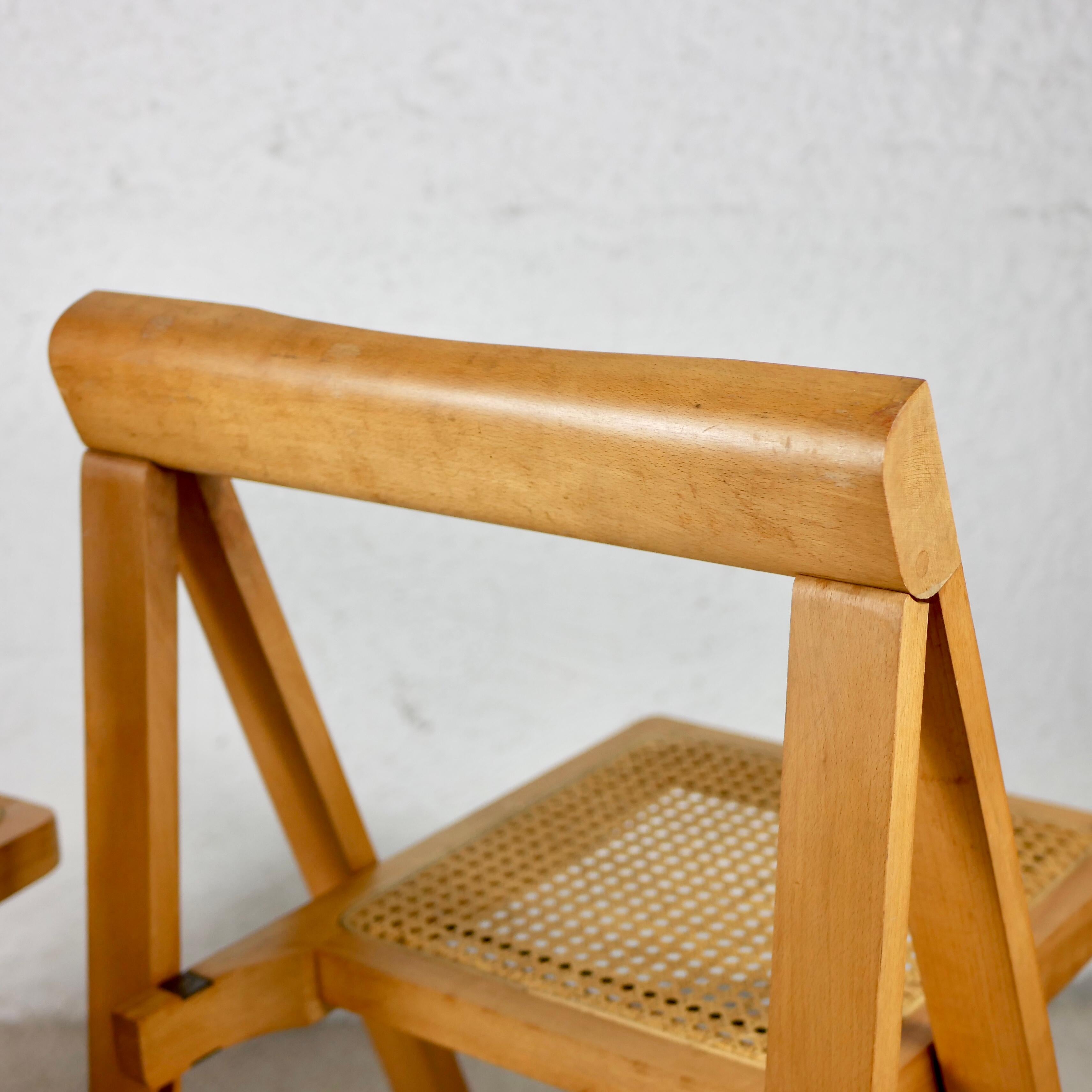 Pair of 2 Folding Cane Chairs by Aldo Jacob, Made in Yougoslavia in the 1960s 3