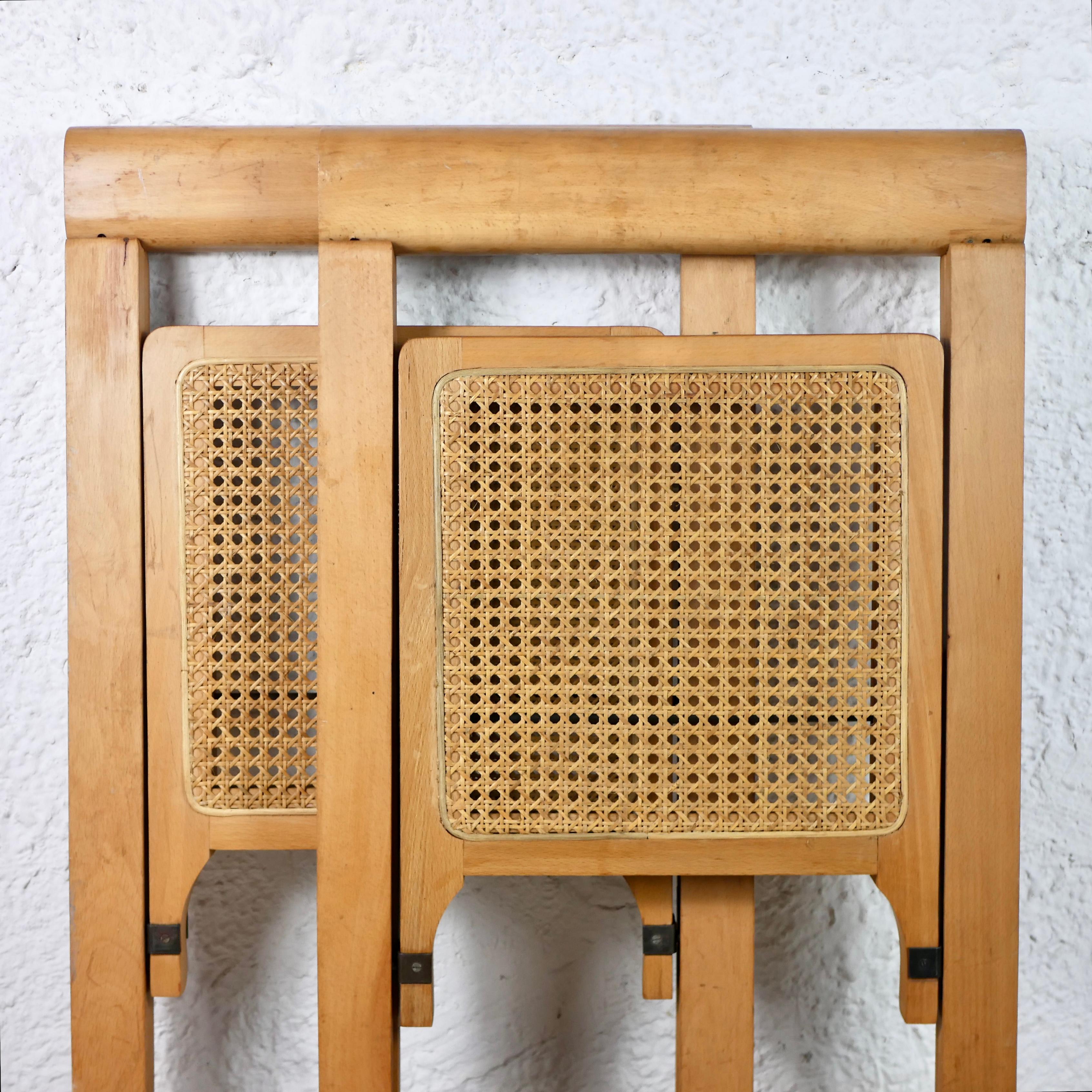 Pair of 2 Folding Cane Chairs by Aldo Jacob, Made in Yougoslavia in the 1960s 8