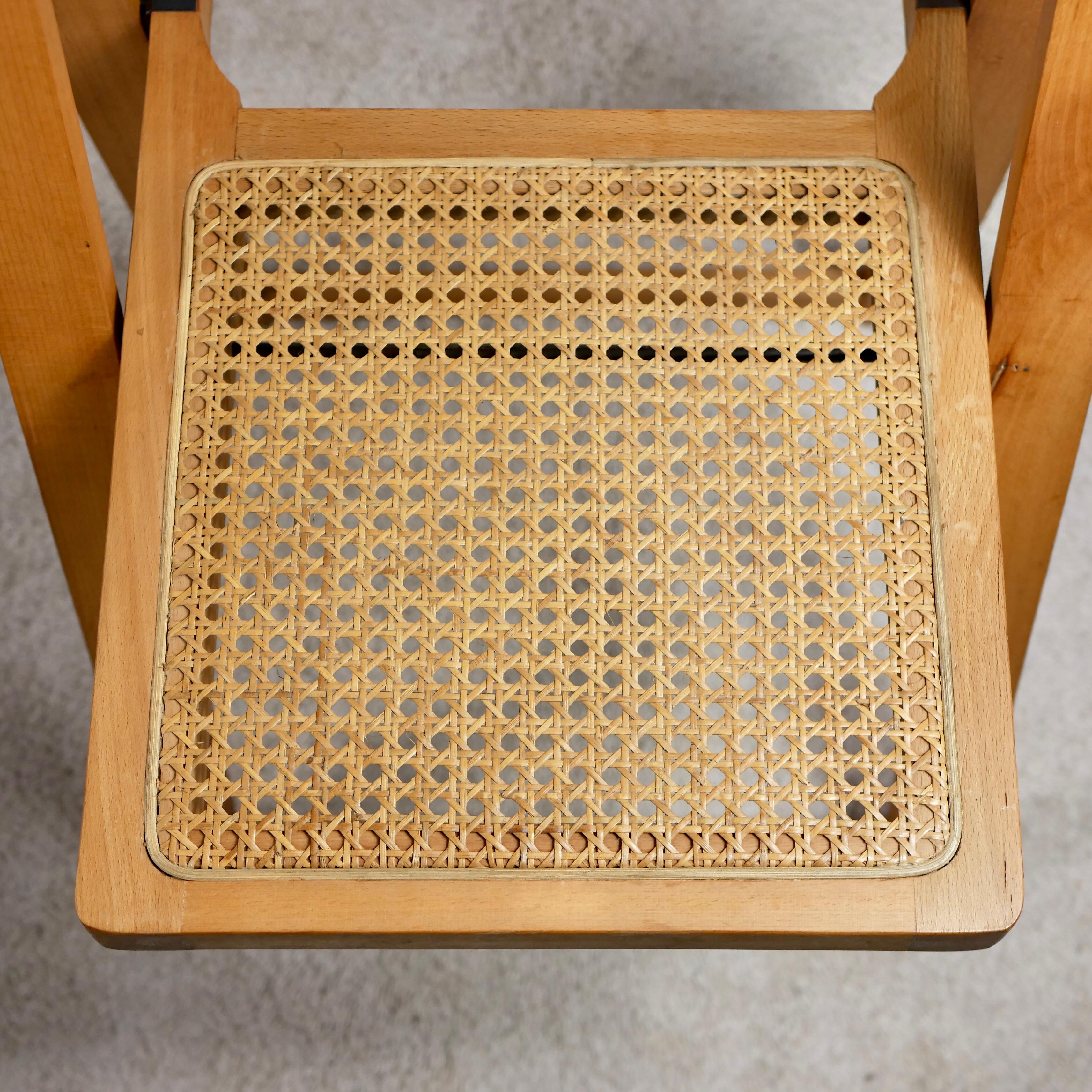 Pair of 2 Folding Cane Chairs by Aldo Jacob, Made in Yougoslavia in the 1960s 1