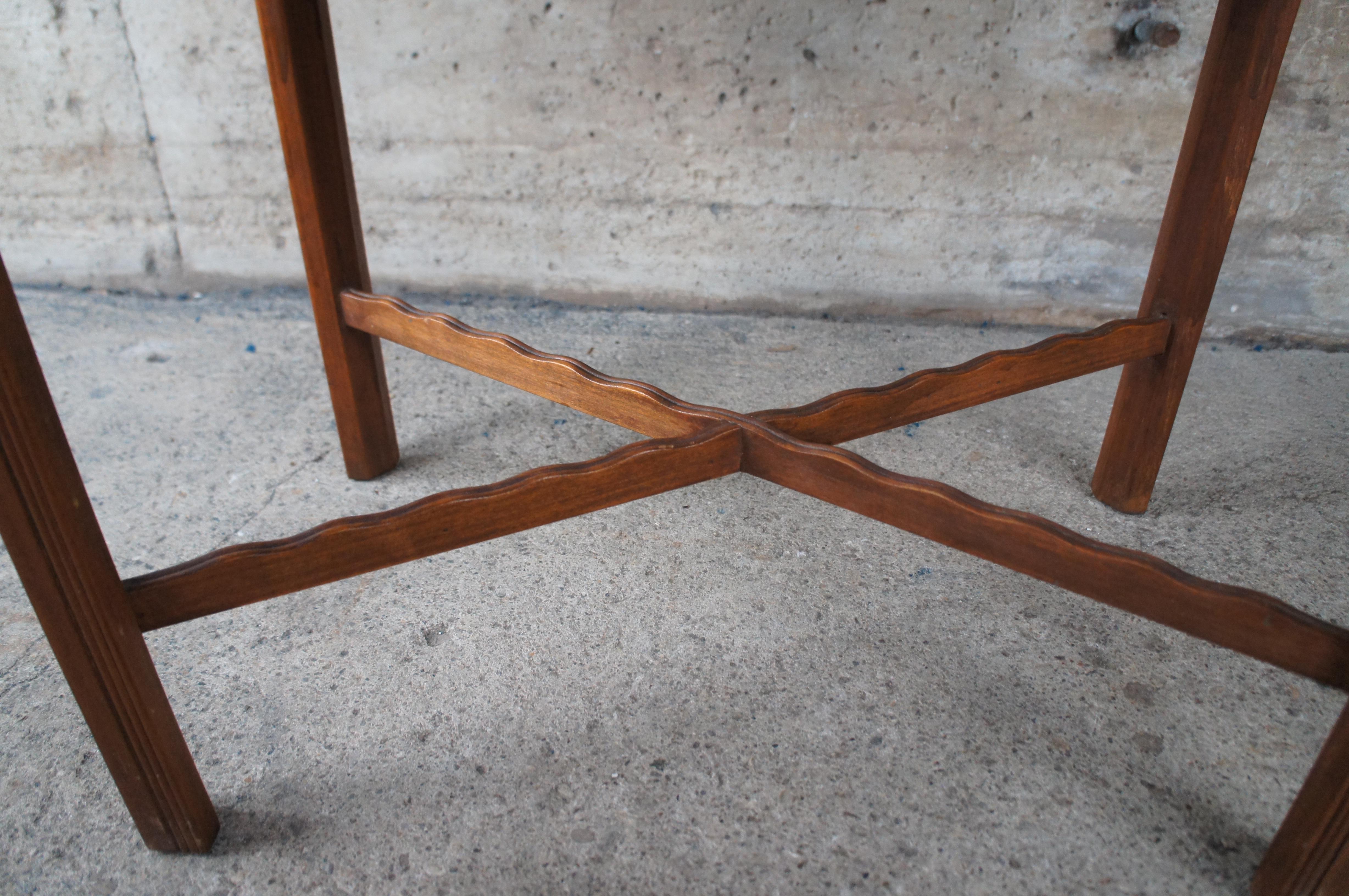 Pair of 2 George III Style Mahogany Gallery Glass Top Side End Tea Tables 2