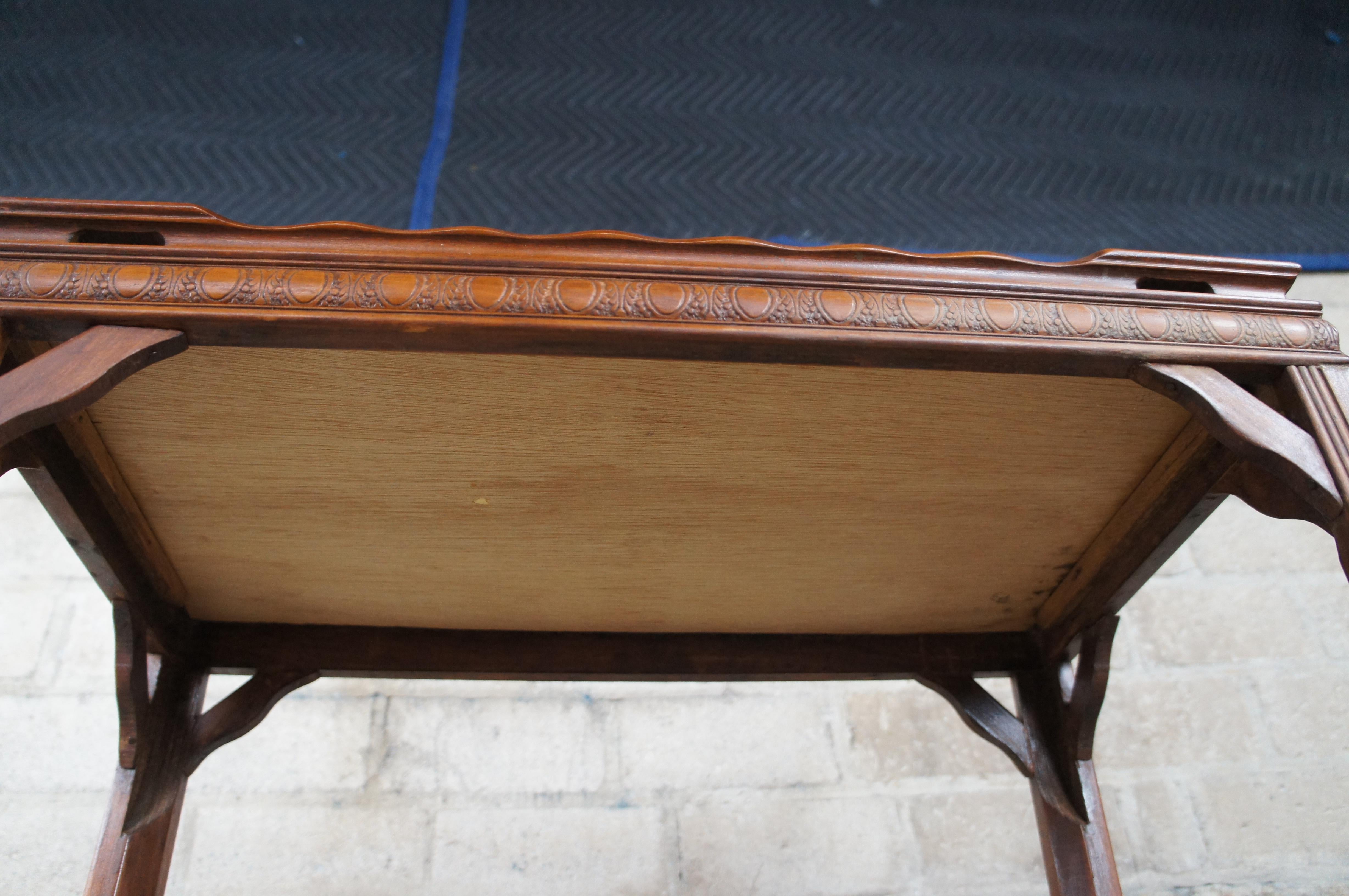 Pair of 2 George III Style Mahogany Gallery Glass Top Side End Tea Tables 4