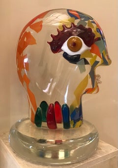 Pair of 2 Glass Sculptures, Giuliano Tosi in the Style of Pablo Picasso