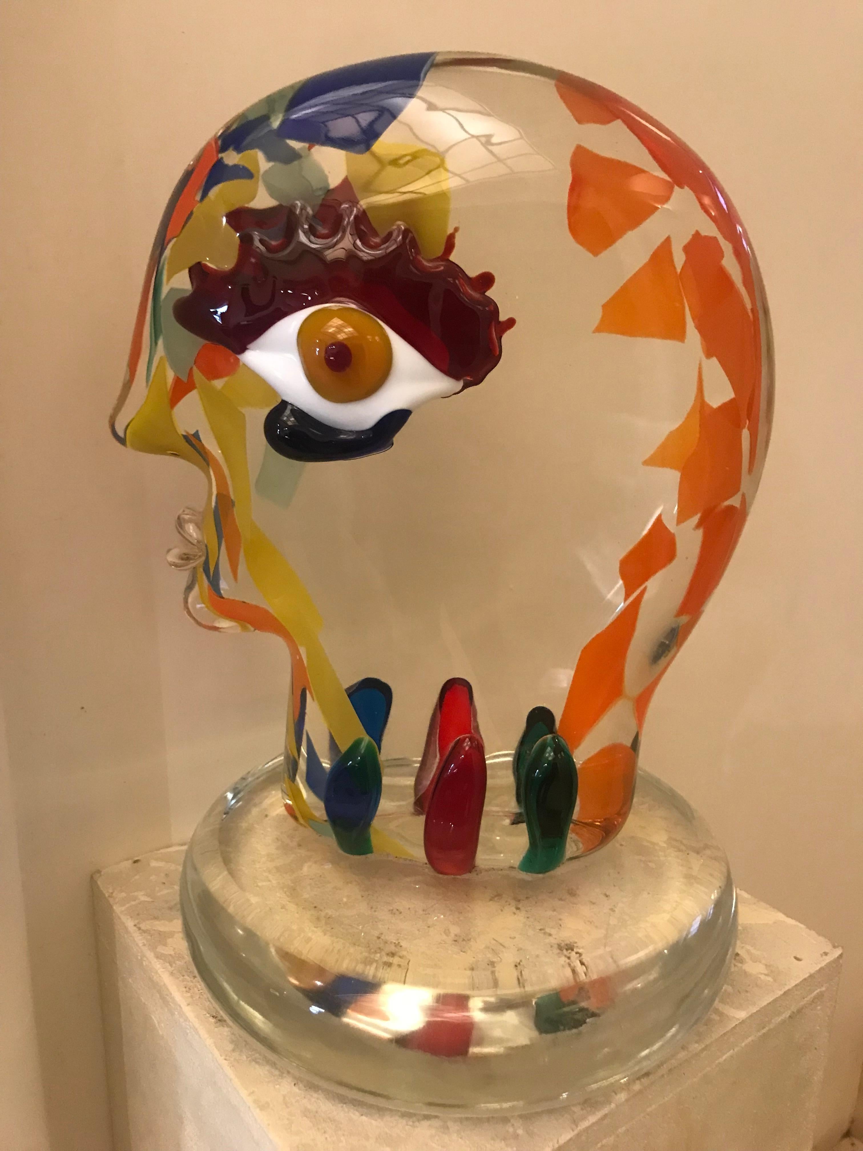 Pair of 2 Glass Sculptures, Giuliano Tosi in the Style of Pablo Picasso In Excellent Condition For Sale In Mönchengladbach, NW