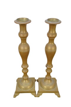 Pair of 2 Heavy Solid Brass Taper Candlesticks Candle Holders 18"