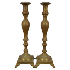 Pair of 2 Heavy Solid Brass Taper Candlesticks Candle Holders 18"