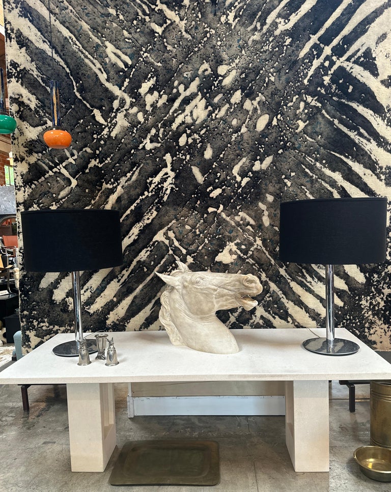 Pair of 2 Italian 50's Steel Table Lamps For Sale at 1stDibs