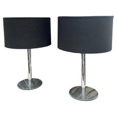 Vintage Pair of 2 Italian 50's Steel Table Lamps