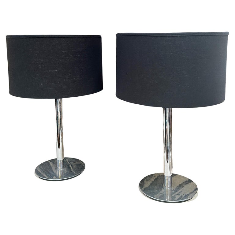 Pair of 2 Italian 50's Steel Table Lamps For Sale at 1stDibs