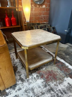 Pair of 2 Italian Contemporary Travertine Side Tables 1980s